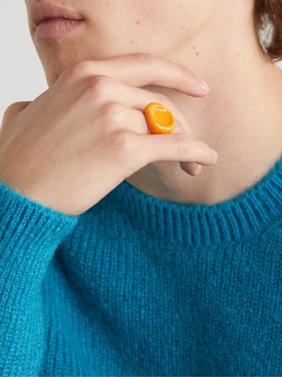 Bottega Veneta BOTTEGA VENETA Seal orange gold plated silver ring 6 13 q Size ONE SIZE - 2 Thumbnail