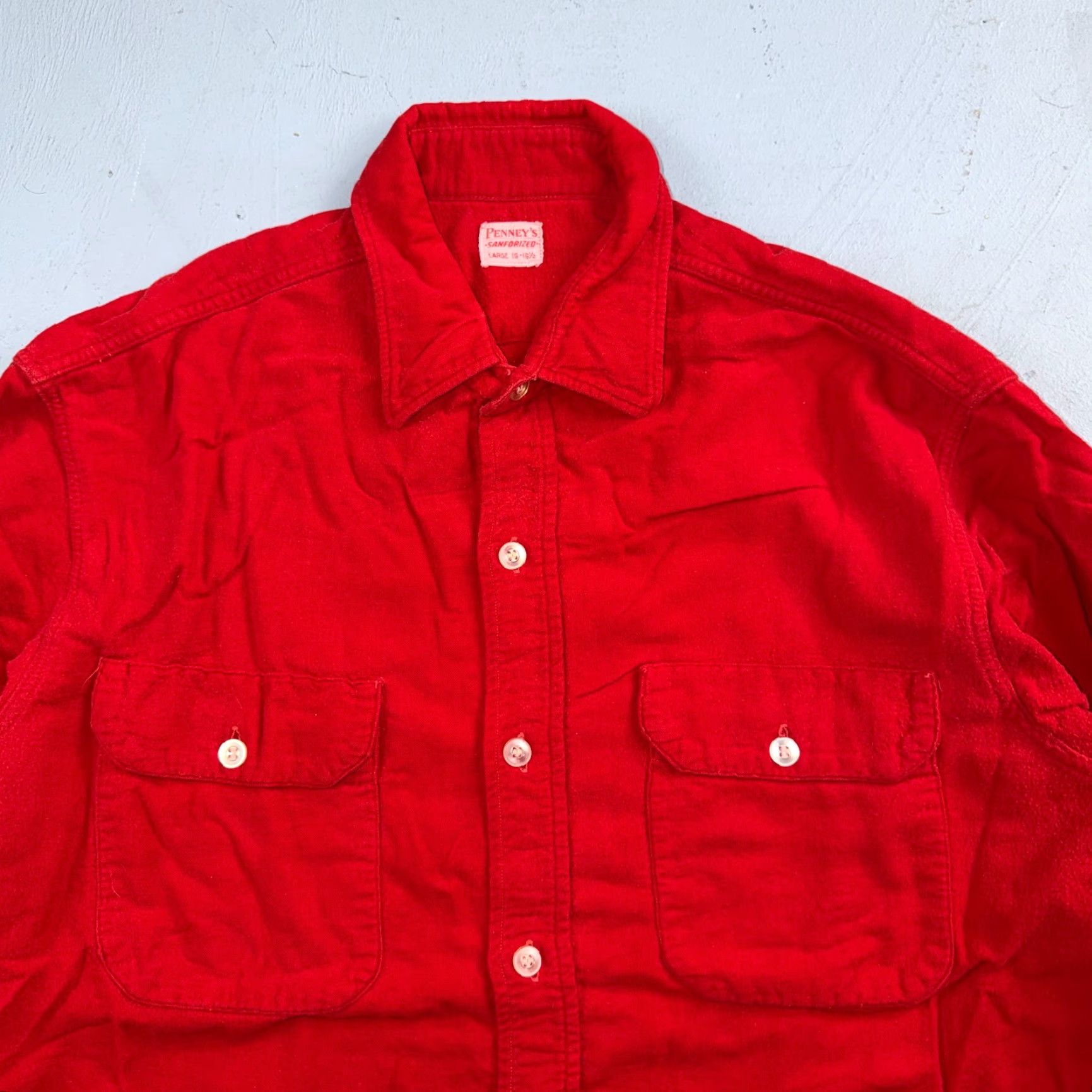 JCPenney VINTAGE Penneys Jacket Red Cotton 1940s 40s 50s Plaid Flannel Shirt Rockabilly Mens Large Size US L / EU 52-54 / 3 - 2 Thumbnail