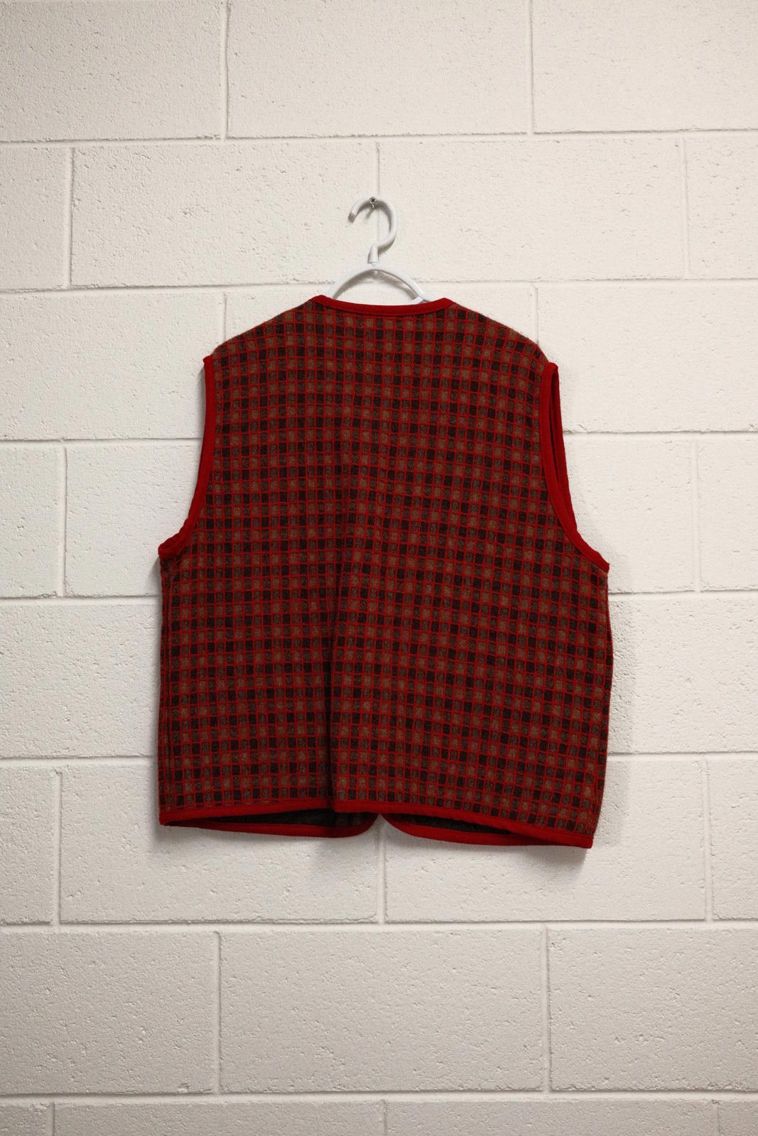 Other Cozy Red and Brown Plaid Wool Vest by Street Grandma Size L / US 10 / IT 46 - 2 Thumbnail