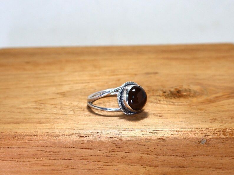Handmade Handmade Smoky Quartz Sterling Silver Ring: Gemstone Jewelry Size ONE SIZE - 3 Thumbnail