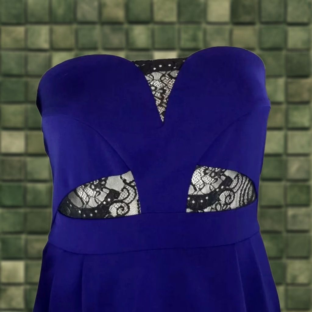Express Express Womens Strapless Party Dress 6 Blue NWT Sleeveless Zip Short Sheath Lace Polyester Blend Concert Holiday VINTAGE No (adjusted: no) Size M / US 6-8 / IT 42-44 - 1 Thumbnail