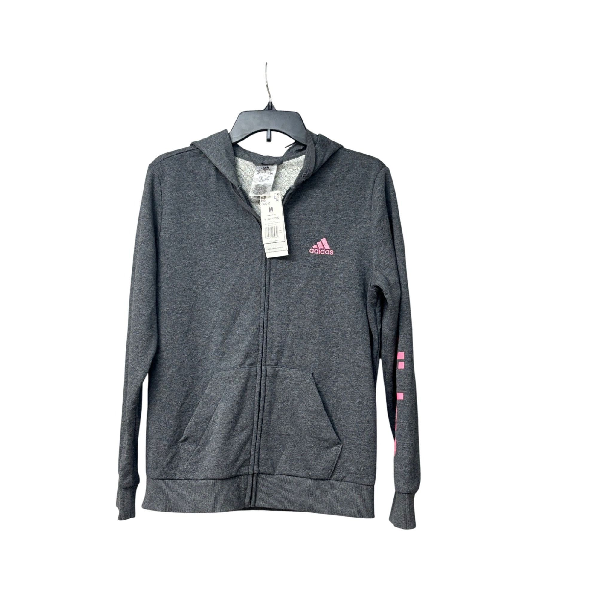 Adidas Adidas Women’s Linear Full Zip French Terry Hoodie, Dark Hea Size M / US 6-8 / IT 42-44 - 9 Thumbnail