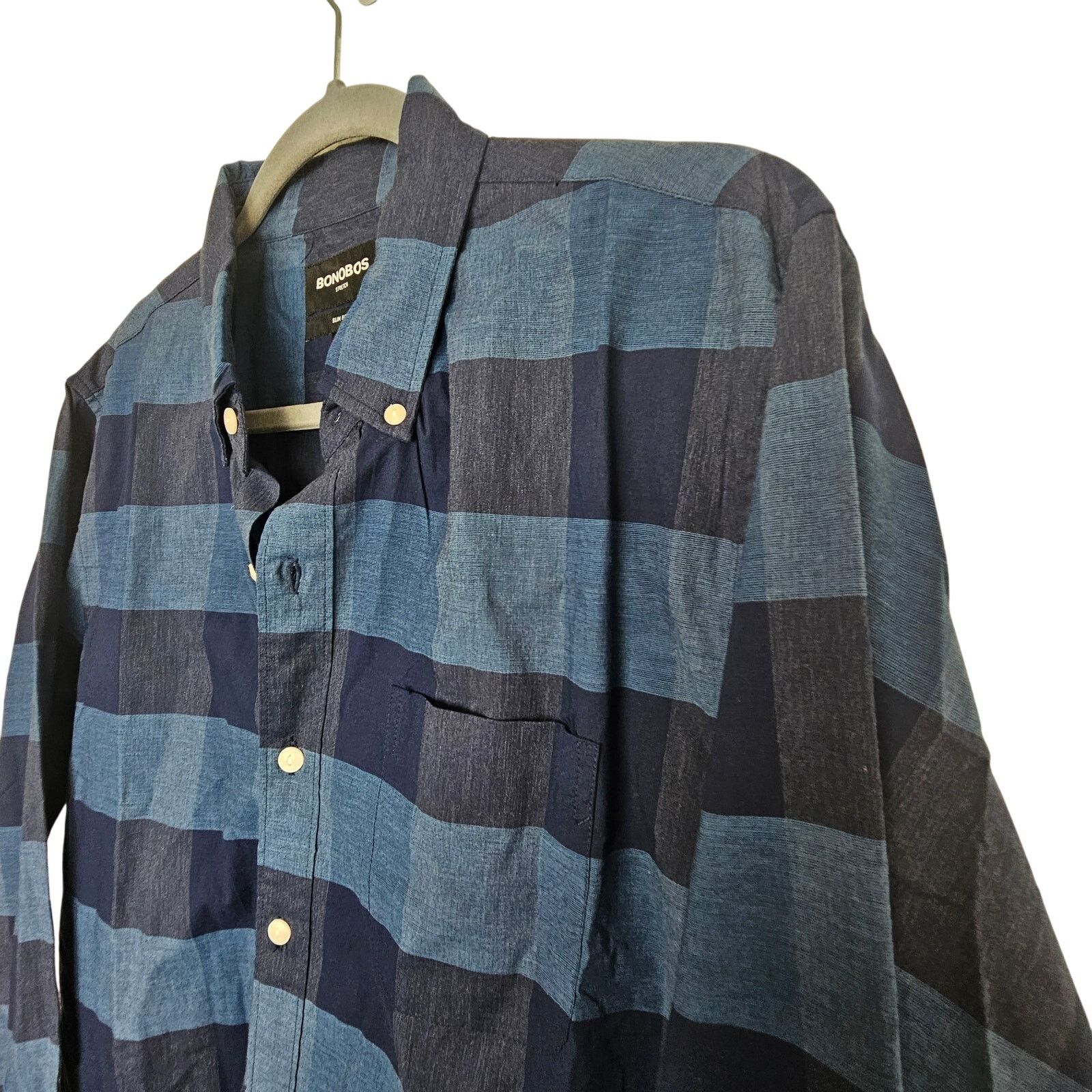 Bonobos Bonobos Shirt Blue Checker Long Sleeve Button Front Men L Size US L / EU 52-54 / 3 - 5 Thumbnail