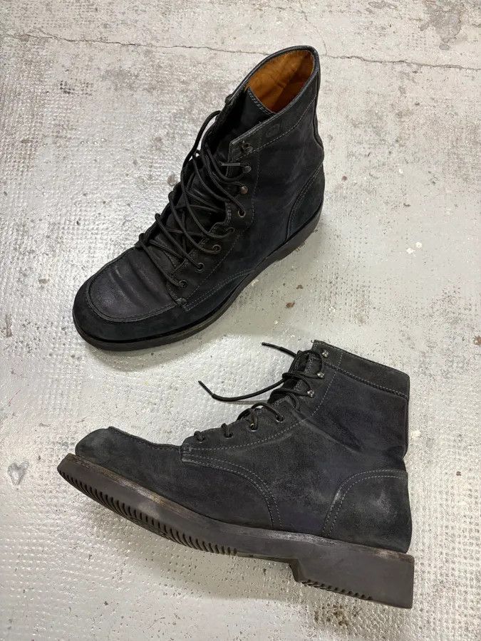 Gucci 2000s Gucci Black Suede Lace-Up Contrast Leather Boots Size US 11.5 / EU 44-45 - 5 Thumbnail