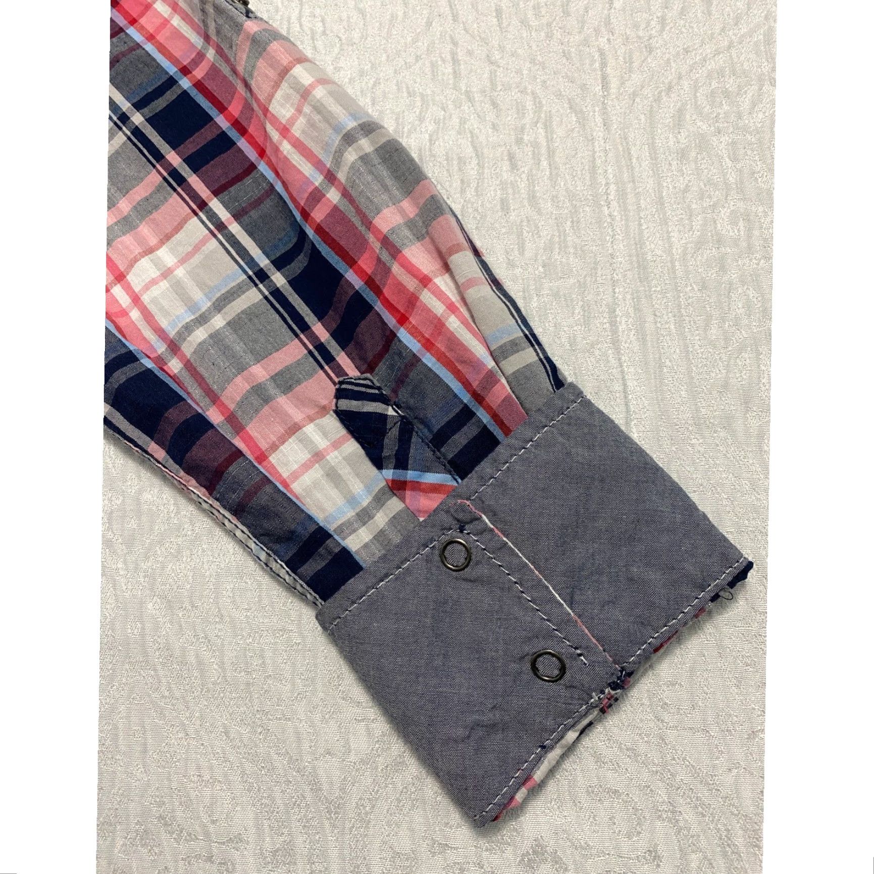 BKE BKE Shirt Western Plaid Pink Long Sleeve Button-Up Snap Pocket Collared Cotton Blend Men L Size US L / EU 52-54 / 3 - 5 Thumbnail