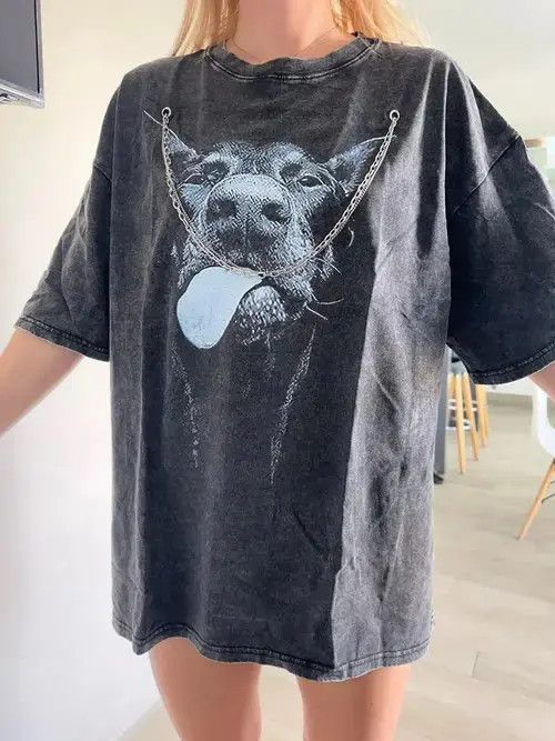 Japanese Brand Gothic T-shirts Hip Hop Streetwear Letter Dog Size ONE SIZE - 1 Thumbnail