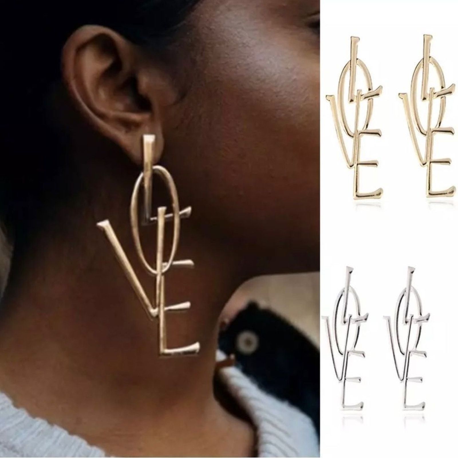Other Large statement love earrings Gold Size ONE SIZE - 1 Thumbnail