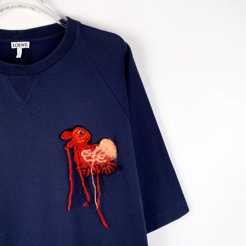 Loewe Loewe Dark blue dodo embroidered cotton round neck short s Size M / US 6-8 / IT 42-44 - 3 Thumbnail