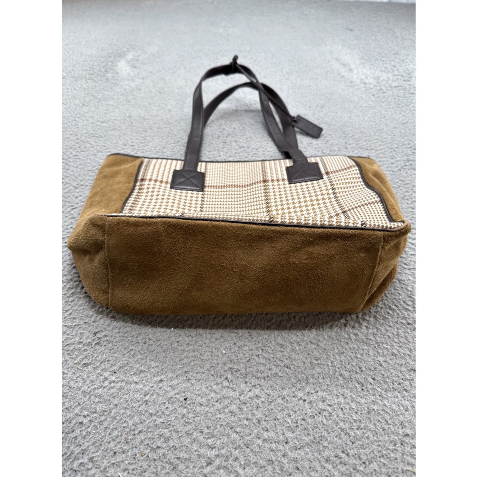 Ralph Lauren Lauren Ralph Lauren Houndstooth Tweed Suede Leather Tote Bag Top Handle Large Size L / US 10 / IT 46 - 5 Thumbnail