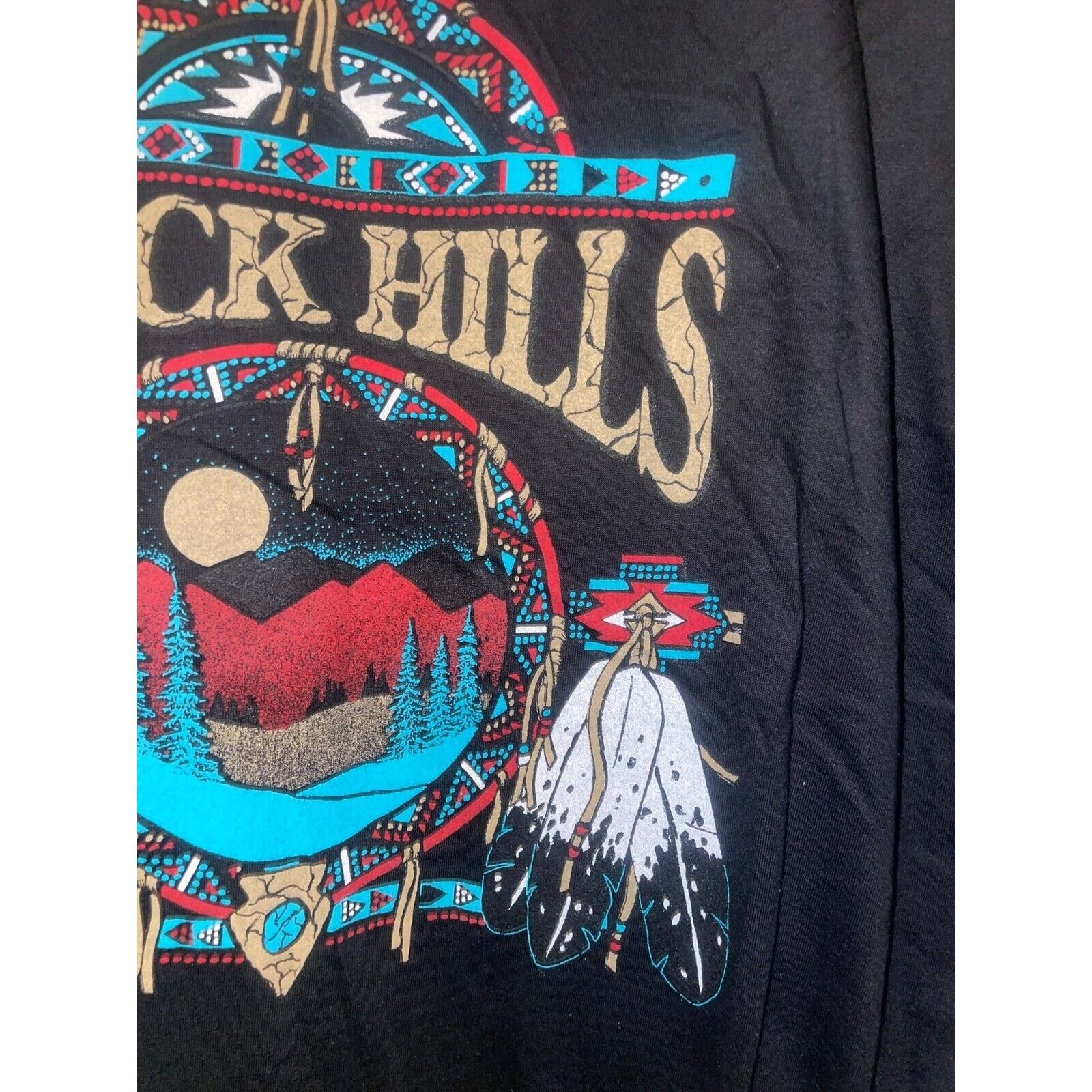 Jerzees Vintage South Dakota Black Hills Native Western Black Shirt Size US L / EU 52-54 / 3 - 5 Thumbnail