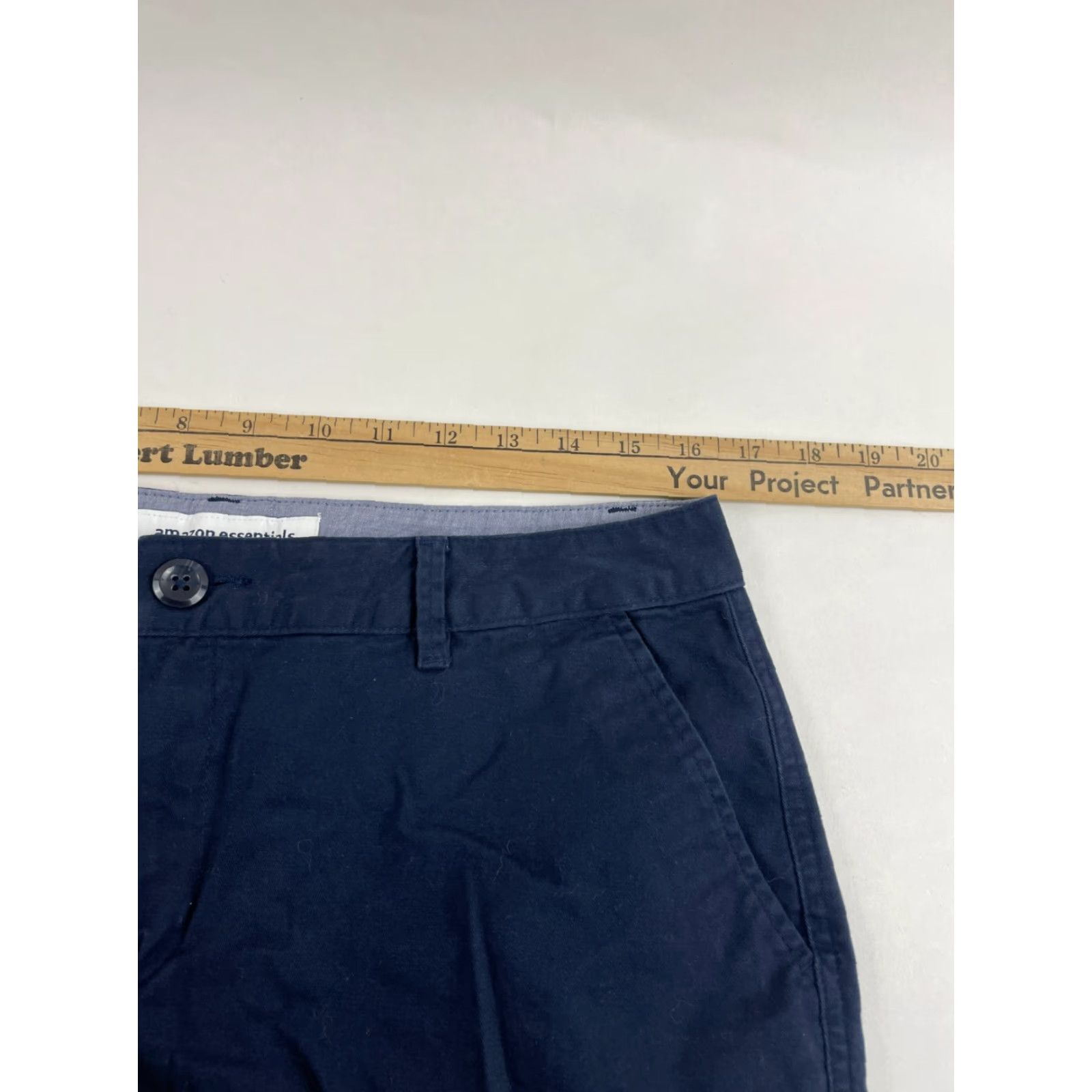Essentials Amazon Essentials Shorts Men's 10 Navy Blue Mid Rise Flat Front Bermuda Charcoal? No, Blue. Size US 33 - 3 Thumbnail