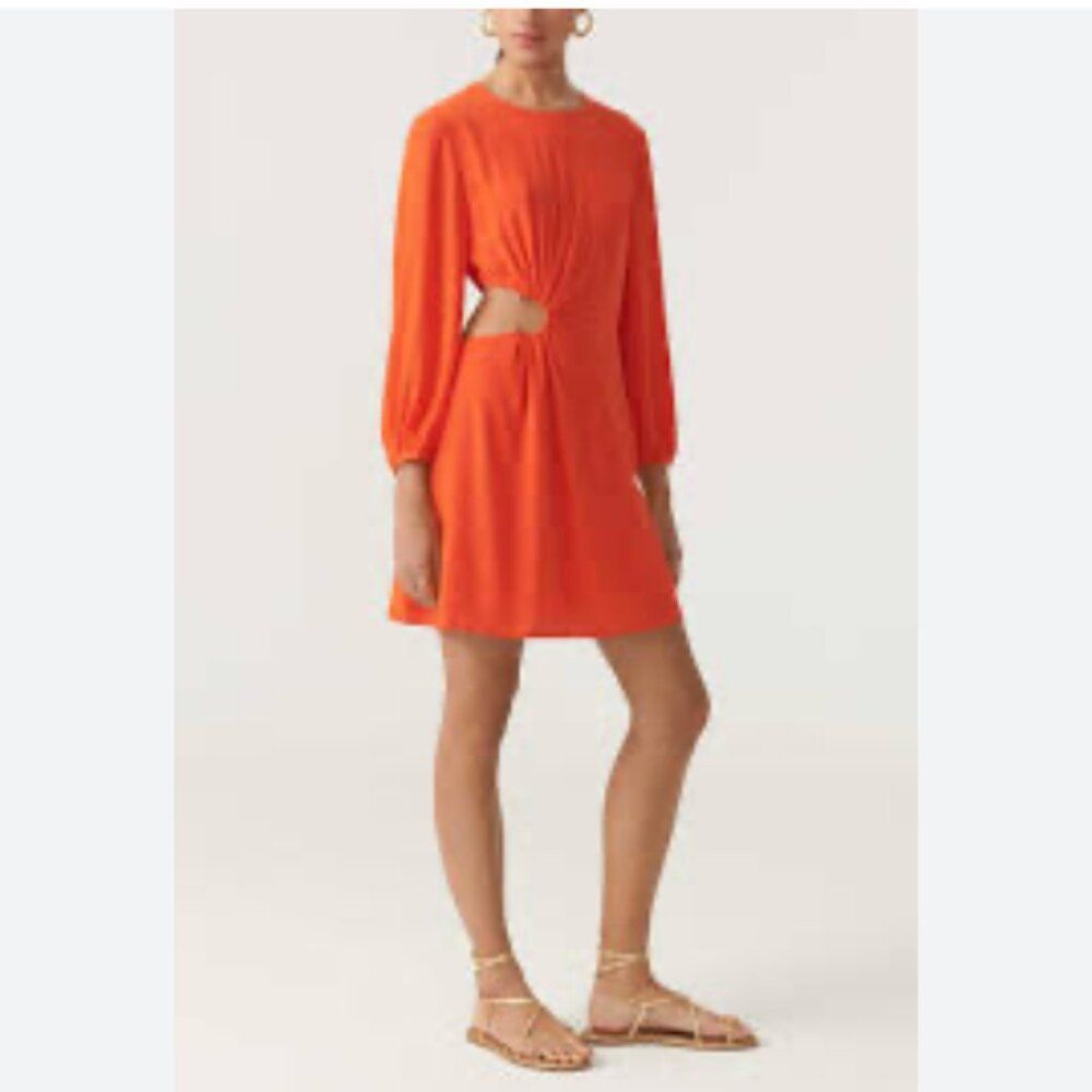 ba&sh ba&sh Bonica Orange Dress Womens Size 4 Side Cut Out Detail Size S / US 4 / IT 40 - 7 Thumbnail