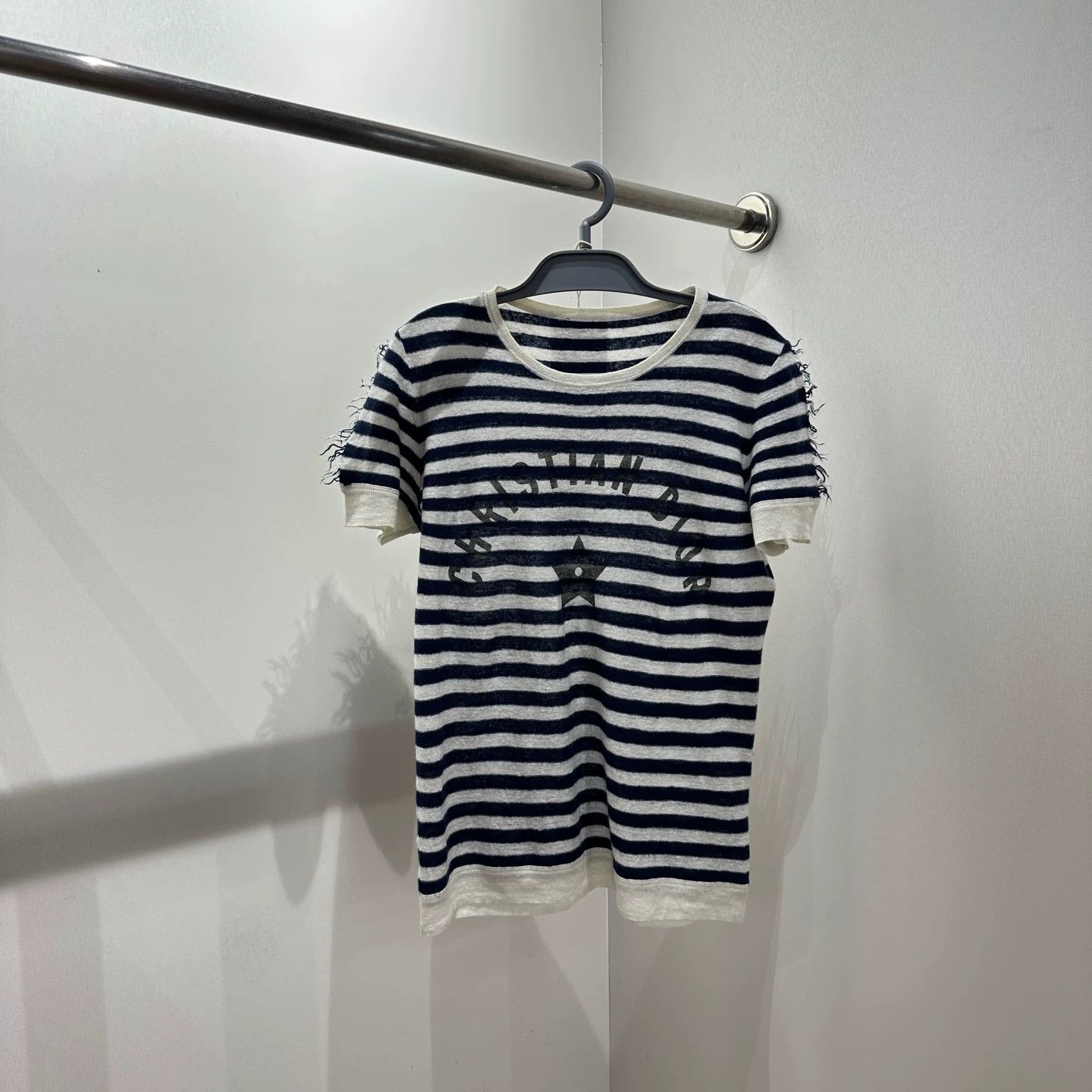 Christian Dior Monsieur Dior mar415 striped star logo raw hem linen short sleeve Size S / US 4 / IT 40 - 1 Thumbnail