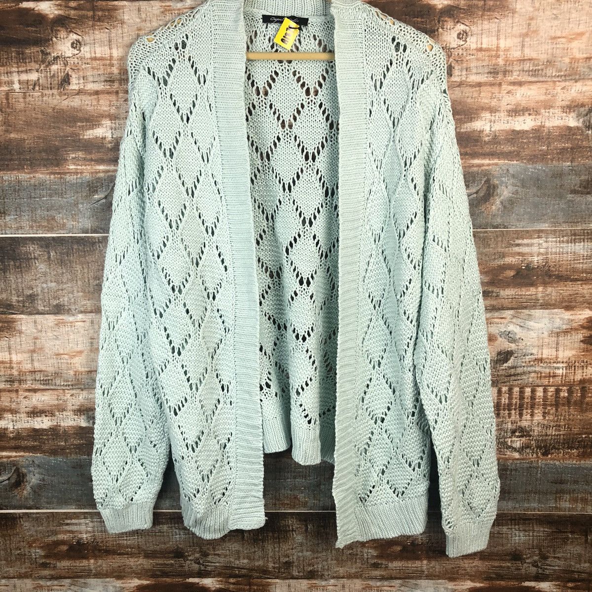 Homespun Knitwear × Japanese Brand Capoule Color Green Cardigan crochet meshnet Knitwear #A1870 Size US L / EU 52-54 / 3 - 3 Thumbnail