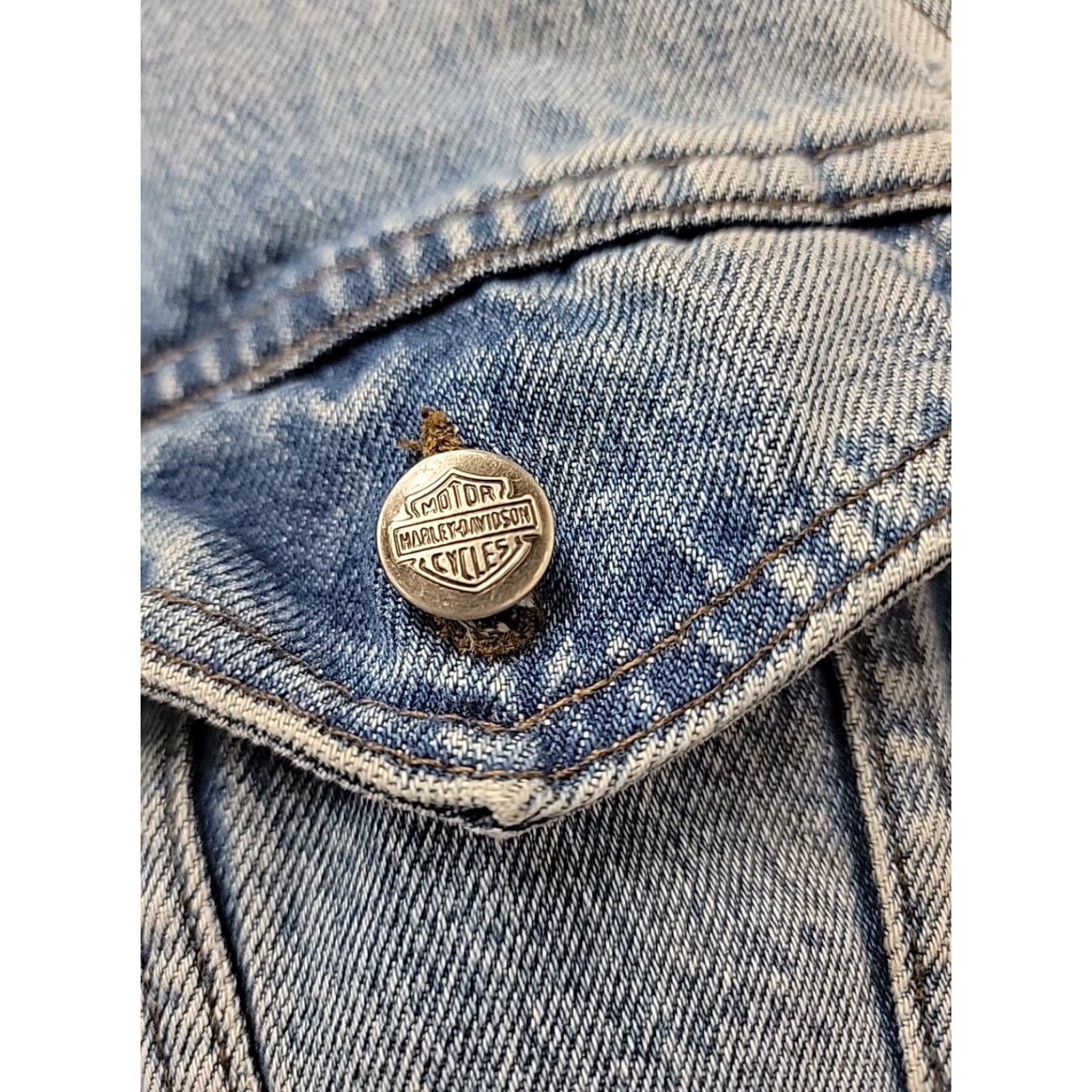 Harley Davidson VINTAGE Harley-Davidson Mens Jacket Denim Blue M L 80s 90s Motorcycle Shirt Style Collared Pockets Size US L / EU 52-54 / 3 - 6 Thumbnail