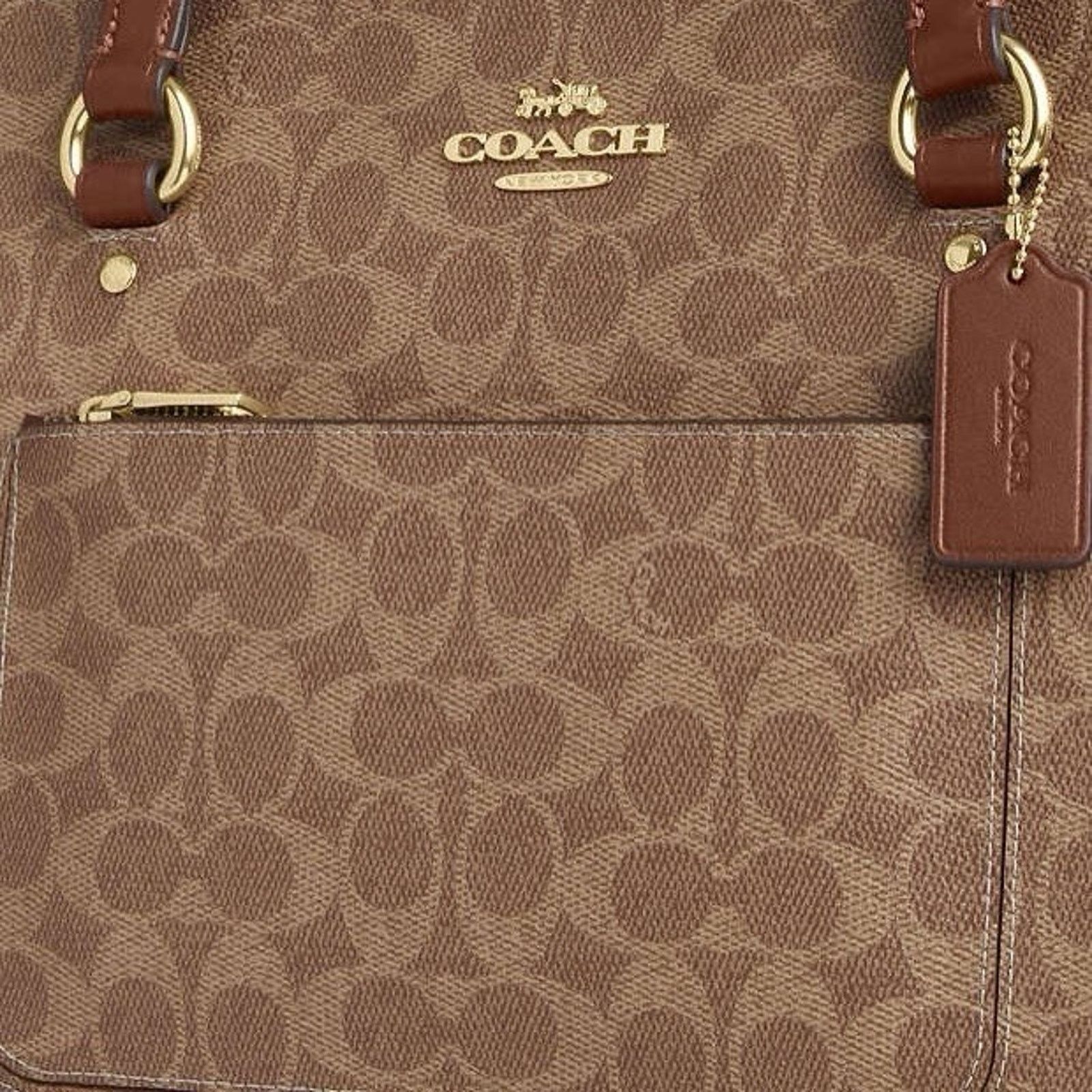 Coach NWT COACH Station Tote Bag In Maxi CCD69 IM/TAN/BROWN Size ONE SIZE - 11 Thumbnail