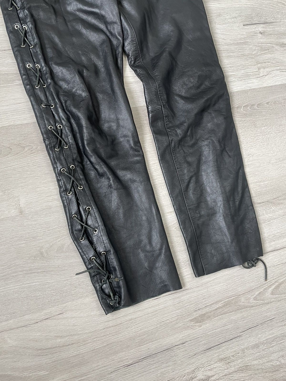 Japanese Brand × Leather × Vintage Vintage Casual Moto Pants Leather Size US 36 / EU 52 - 5 Thumbnail