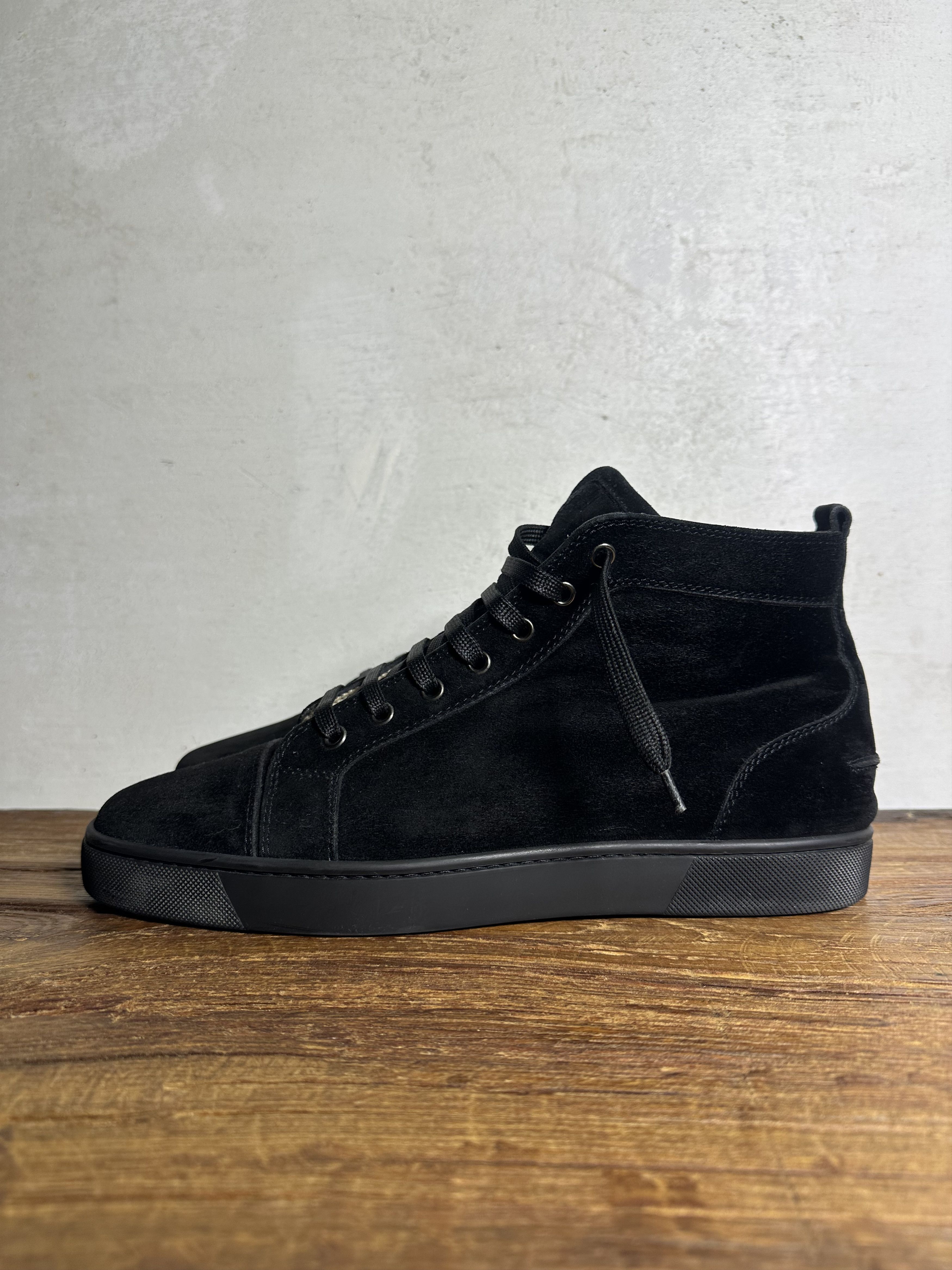 Christian Louboutin Christian Louboutin Louis Black Veau Suede High-Top Sneakers Size US 10.5 / EU 43-44 - 1 Thumbnail