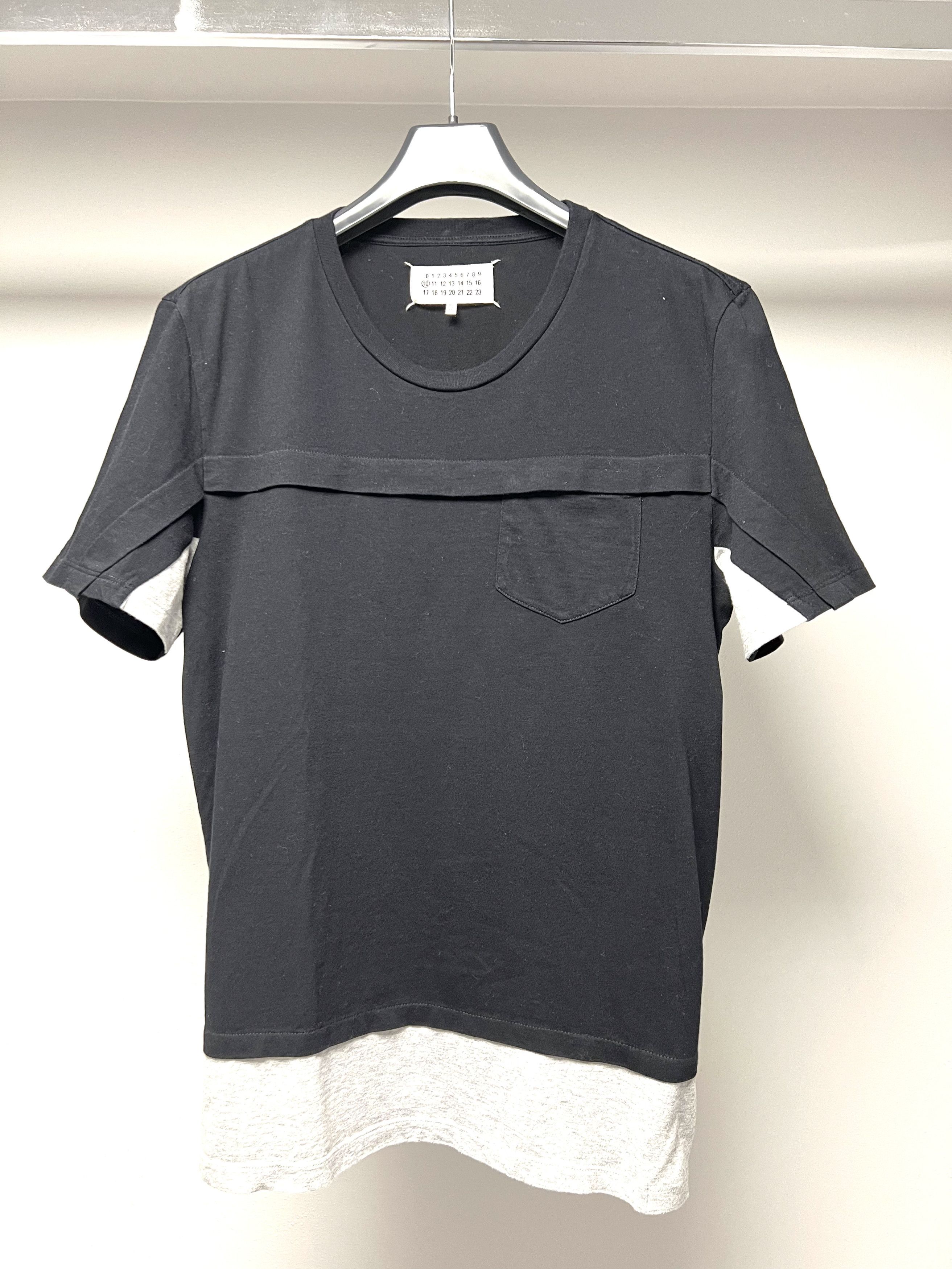 image of Maison Margiela Maison Martin Margiela, Mens Two Tone Color T-Short in Black/Grey (Size Small)