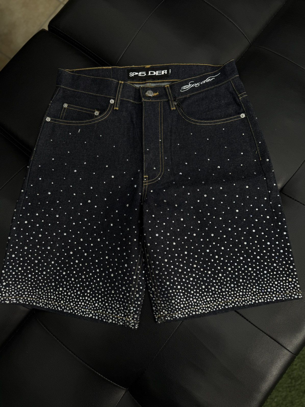 Sp5der Sp5der Rhinestone Crystal Jean Shorts Size (30) NEW Size US 30 / EU 46 - 1 Thumbnail