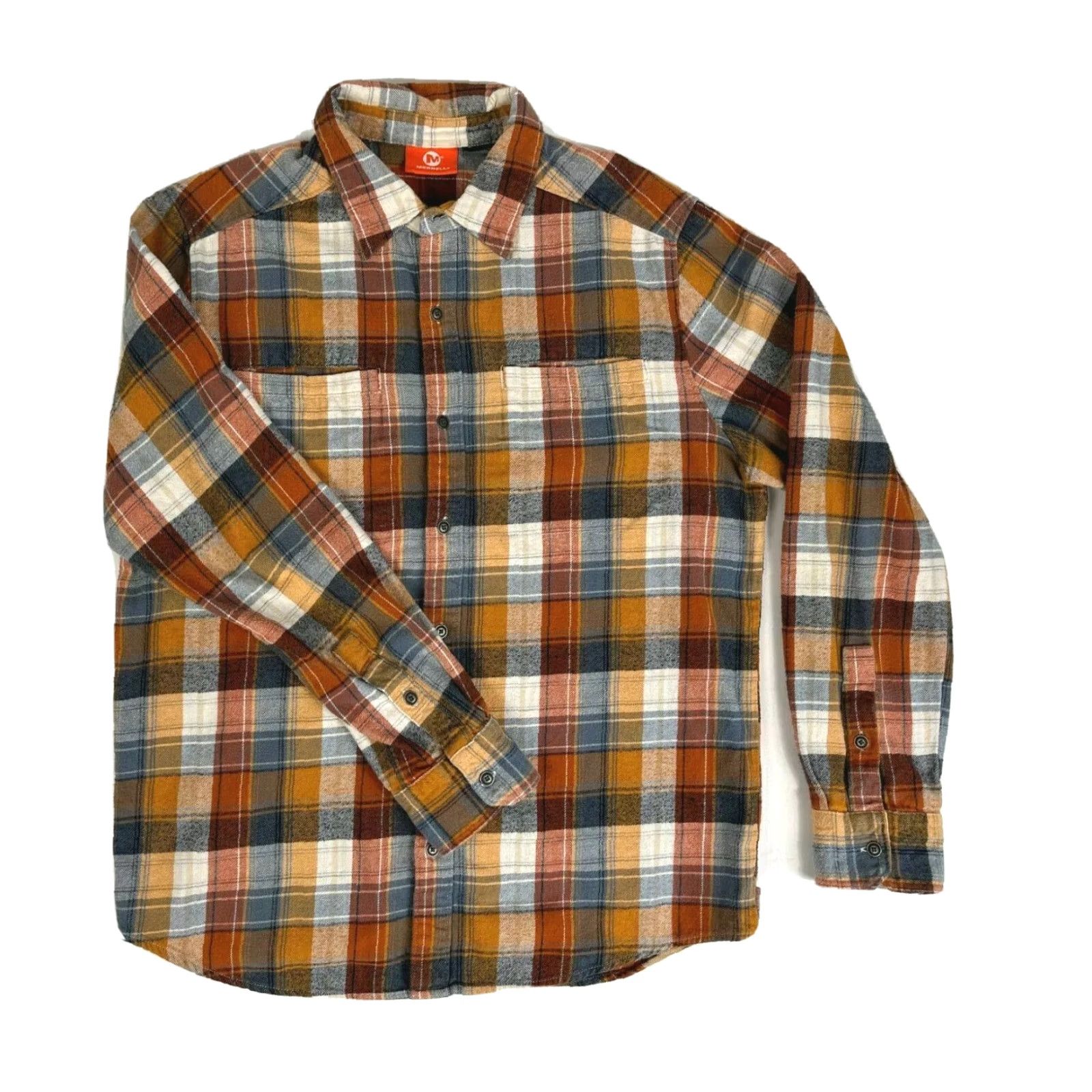 Merrell Merrell Button-Up Shirt Men's Flannel Plaid M Multicolor Cotton Long Sleeve Pockets Classic Outdoor Size US M / EU 48-50 / 2 - 2 Thumbnail