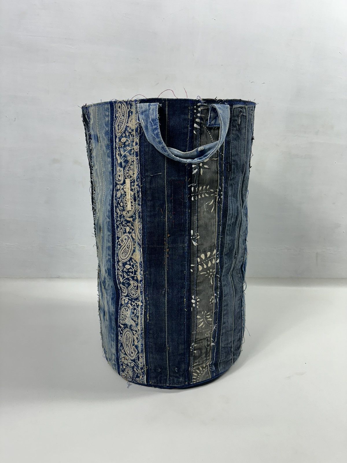 Handmade Custom Made Denim Patchwork Laundry Bag Home Decoration Size ONE SIZE - 4 Thumbnail