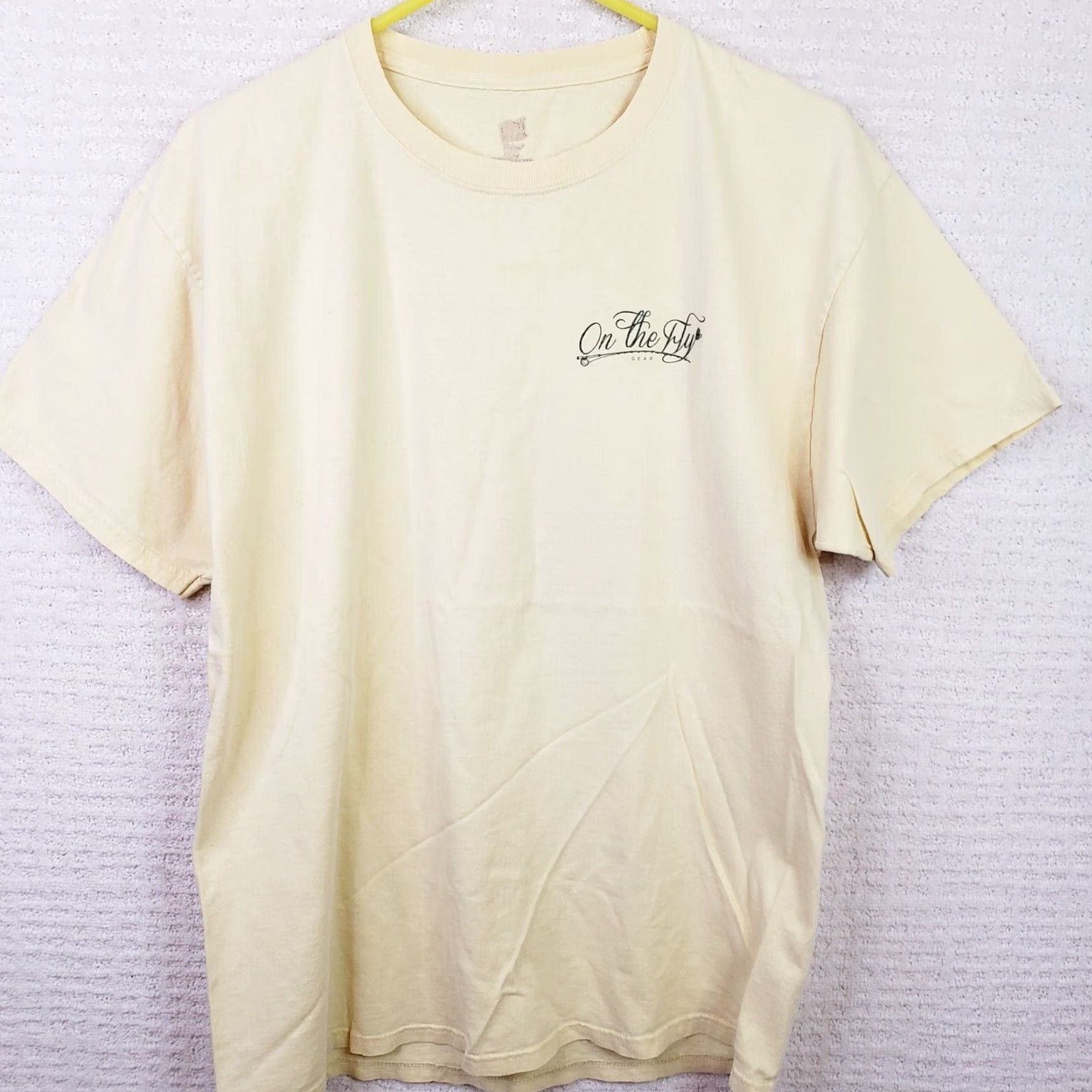 Vintage On The Fly T-Shirt Fishing Lure Tee Adult L Yellow Short Sleeve Mens L Size US L / EU 52-54 / 3 - 2 Thumbnail