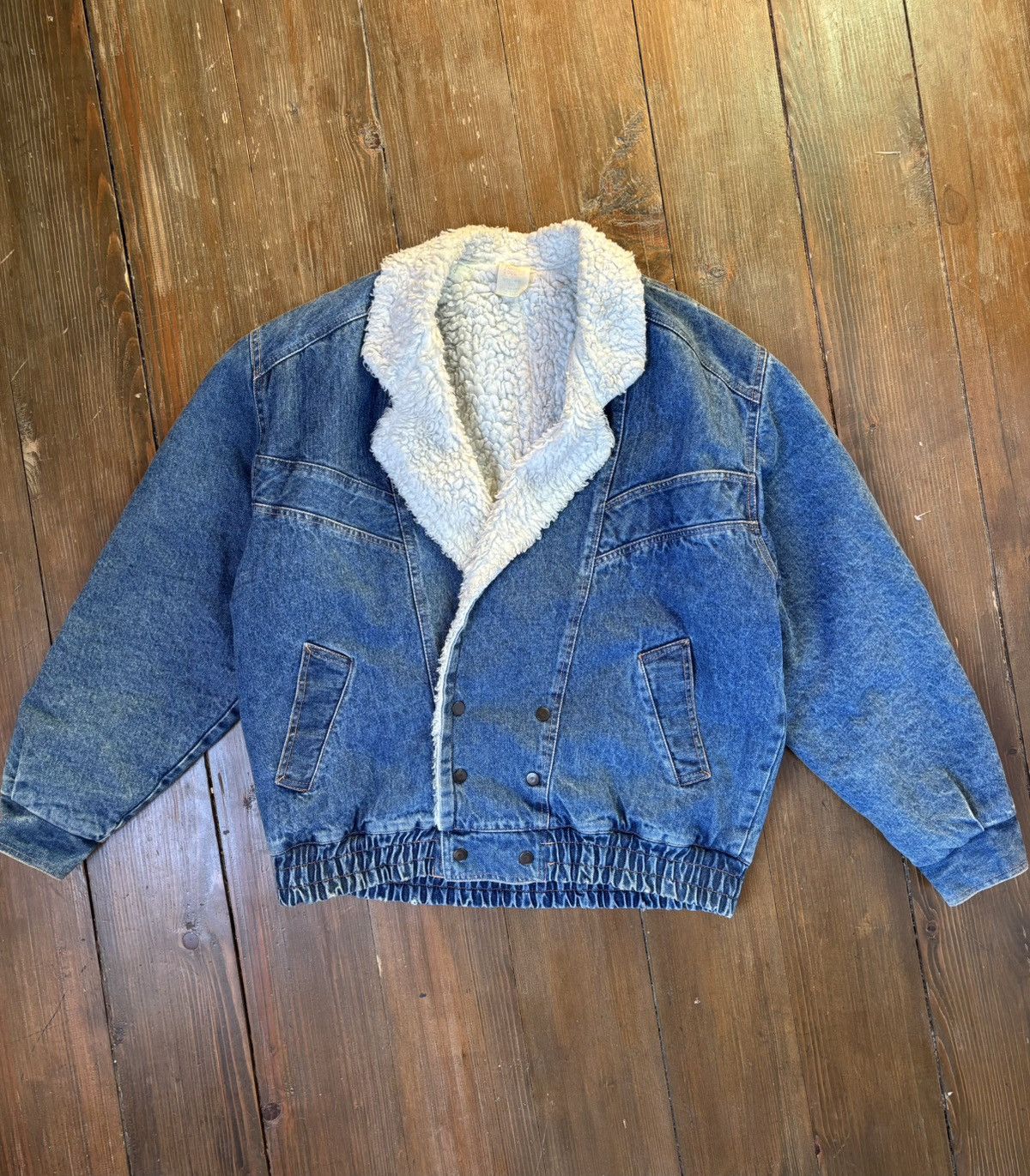 Vintage Vintage Denim Sherpa Bomber Jacket Flyers Archive Streetwear Size US L / EU 52-54 / 3 - 7 Thumbnail