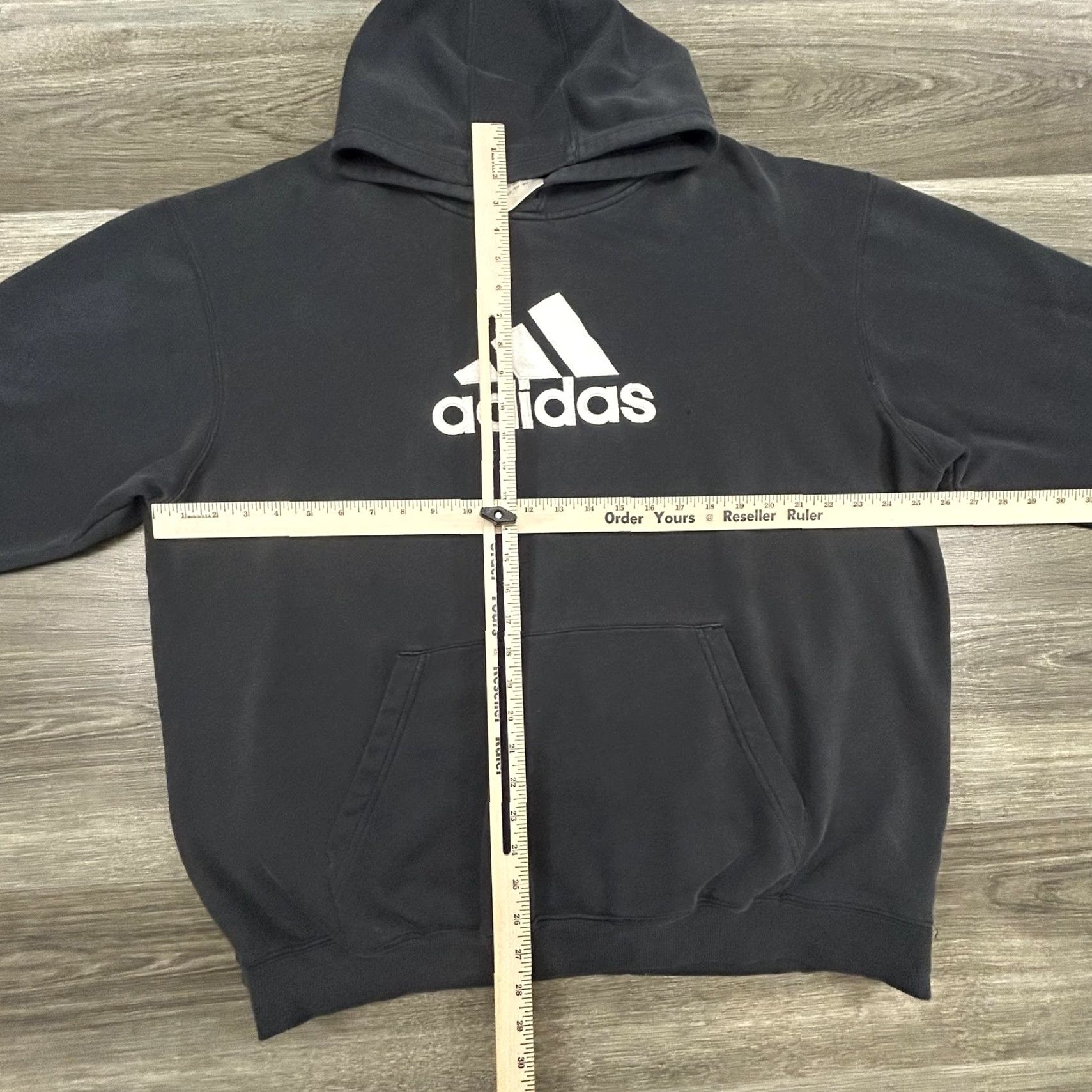 Adidas Vintage Adidas Hoodie Mens XL Black Faded Pullover Sweatshirt Big Logo Y2K Size US XL / EU 56 / 4 - 7 Thumbnail