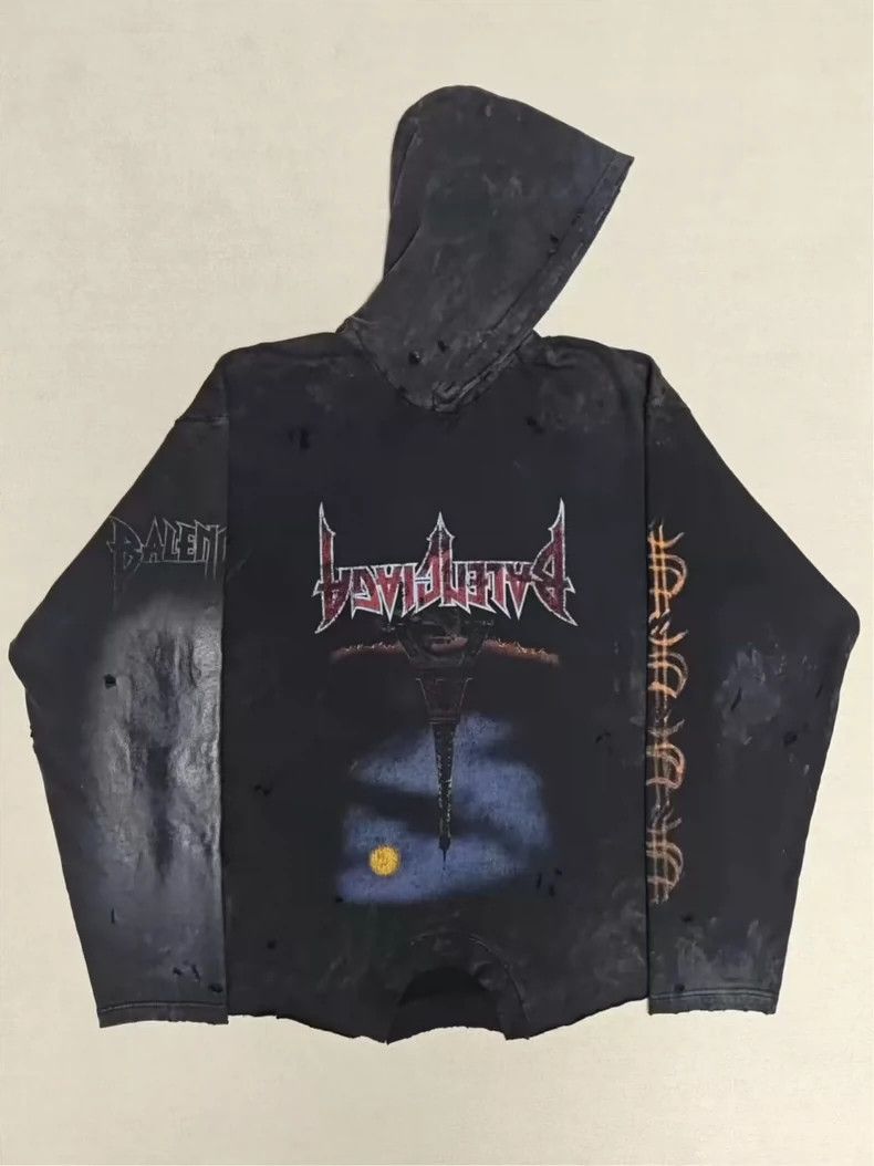Balenciaga Reversed brush wax mud dyeing iron tower Hoodie