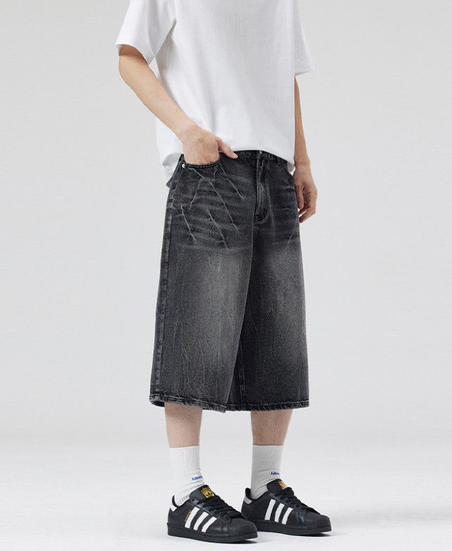 Japanese Brand American distressed lightning bolt baggy denim shorts Size US 32 / EU 48 - 3 Thumbnail