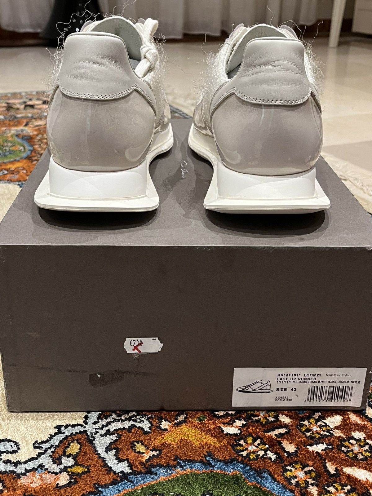 Rick Owens Sold Out Archive Sisyphus FW18 Lace Up Runner Milk🥛 All Over Size US 9 / EU 42 - 12 Thumbnail