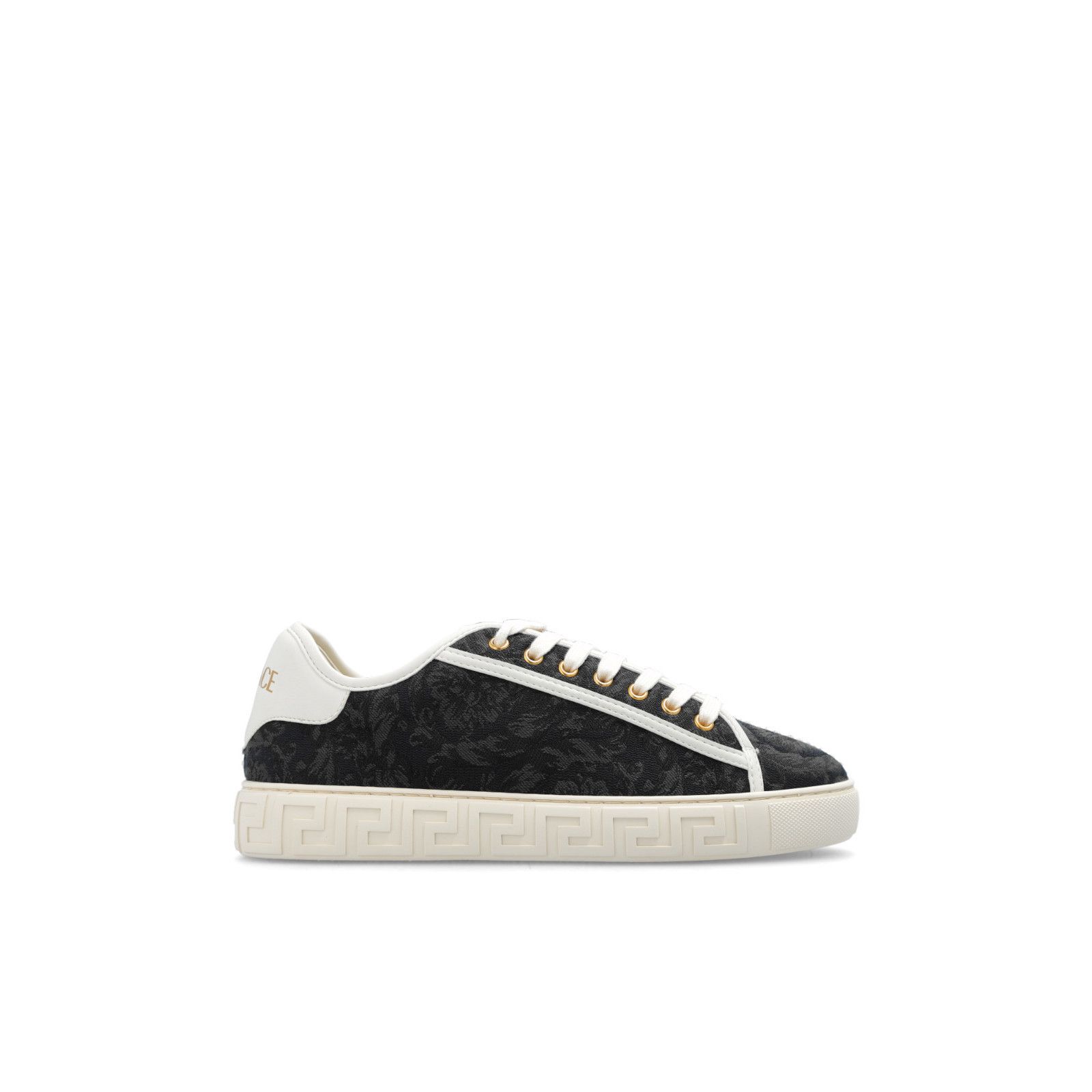 VERSACE 'Barocco Greca' Women's Black Sneakers New And Authe