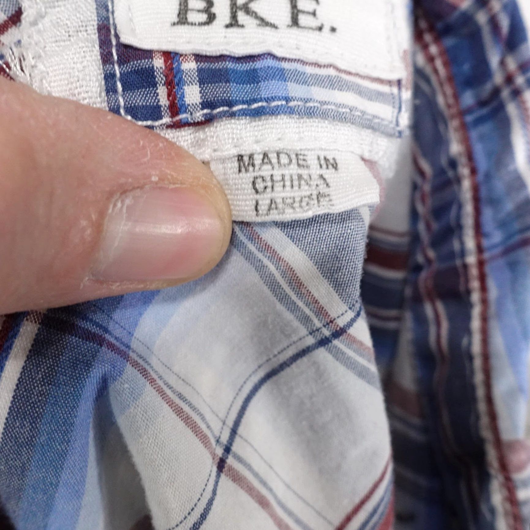 BKE BKE Shirt Mens Large White Blue Red Plaid Slim Fit Western Snap Front Casual Size US L / EU 52-54 / 3 - 7 Thumbnail