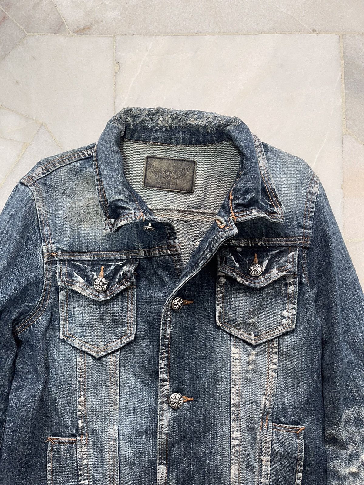 If Six Was Nine 2000s Angel Equal Trashed Denim Jacket A5 Size US S / EU 44-46 / 1 - 2 Thumbnail