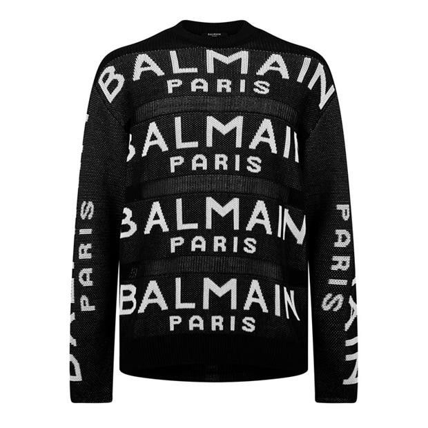 image of Balmain O1G2R1Mq0324 Jumpers In Black & White in Black/White, Men's (Size Small)