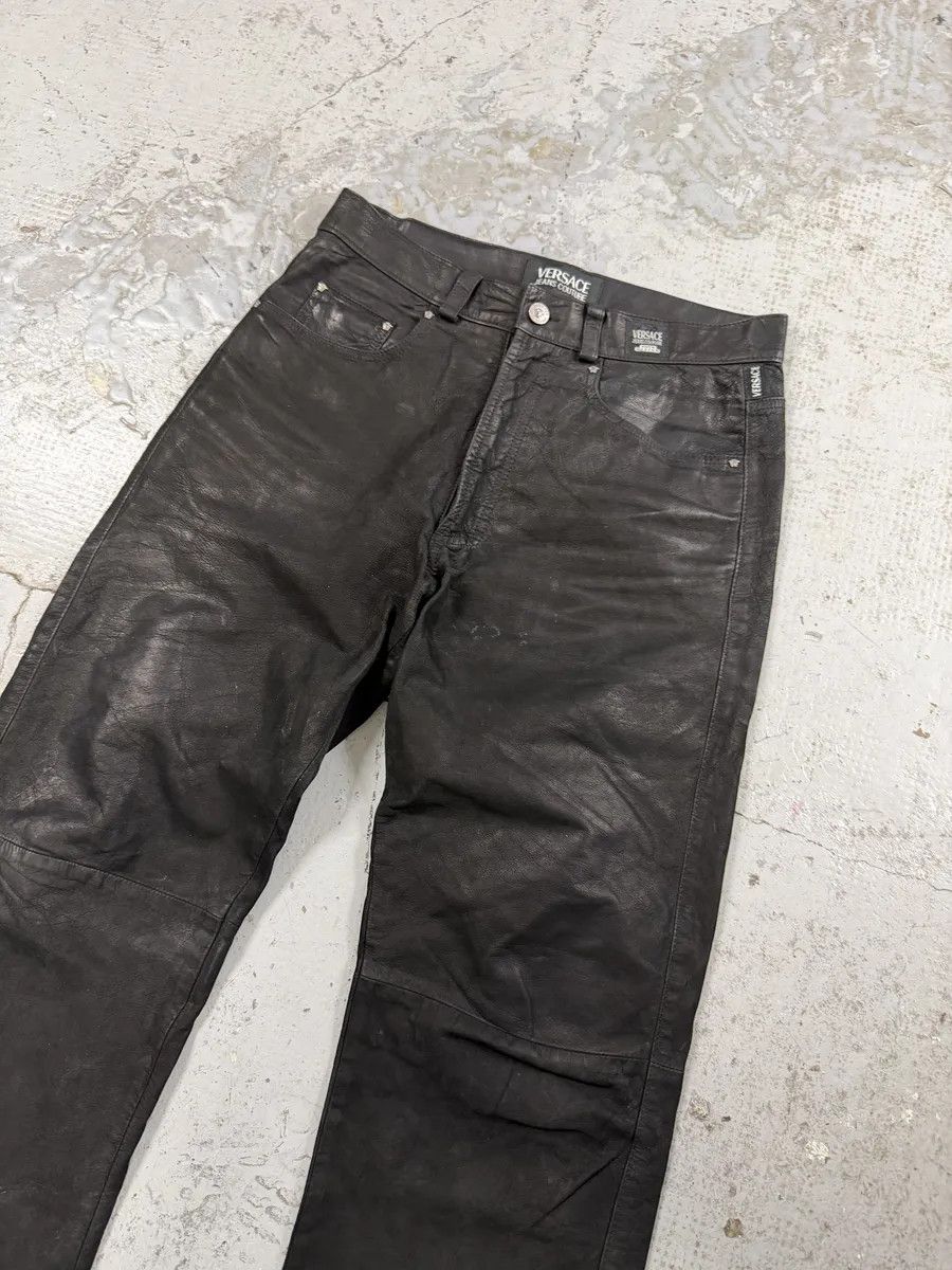 Versace 2000s Versace Black Eroded Leather Pants Size US 30 / EU 46 - 6 Thumbnail
