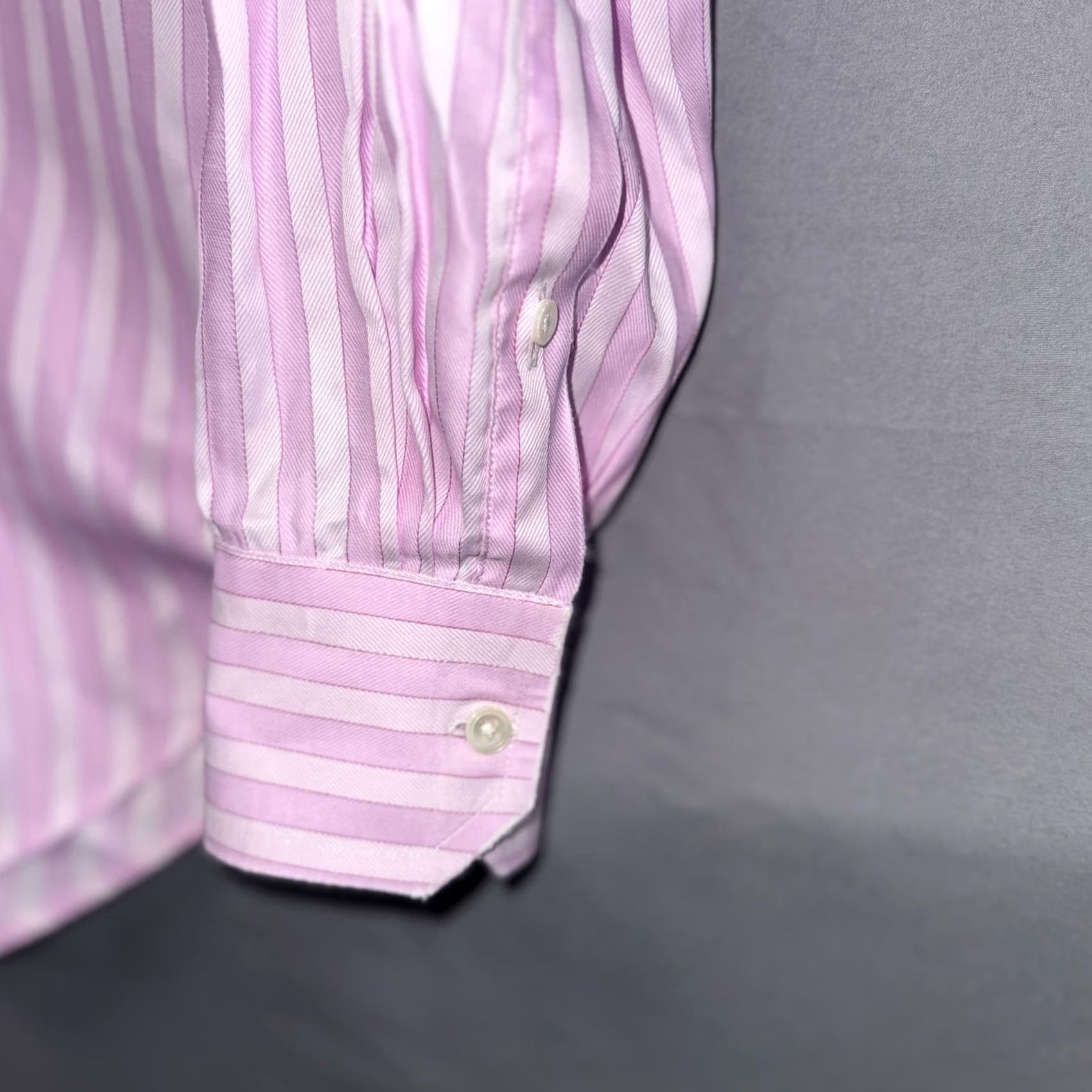 Canali Canali Shirt Mens 16 41 Pink White Stripe Dress Front Button Made Italy Size 42R - 3 Thumbnail