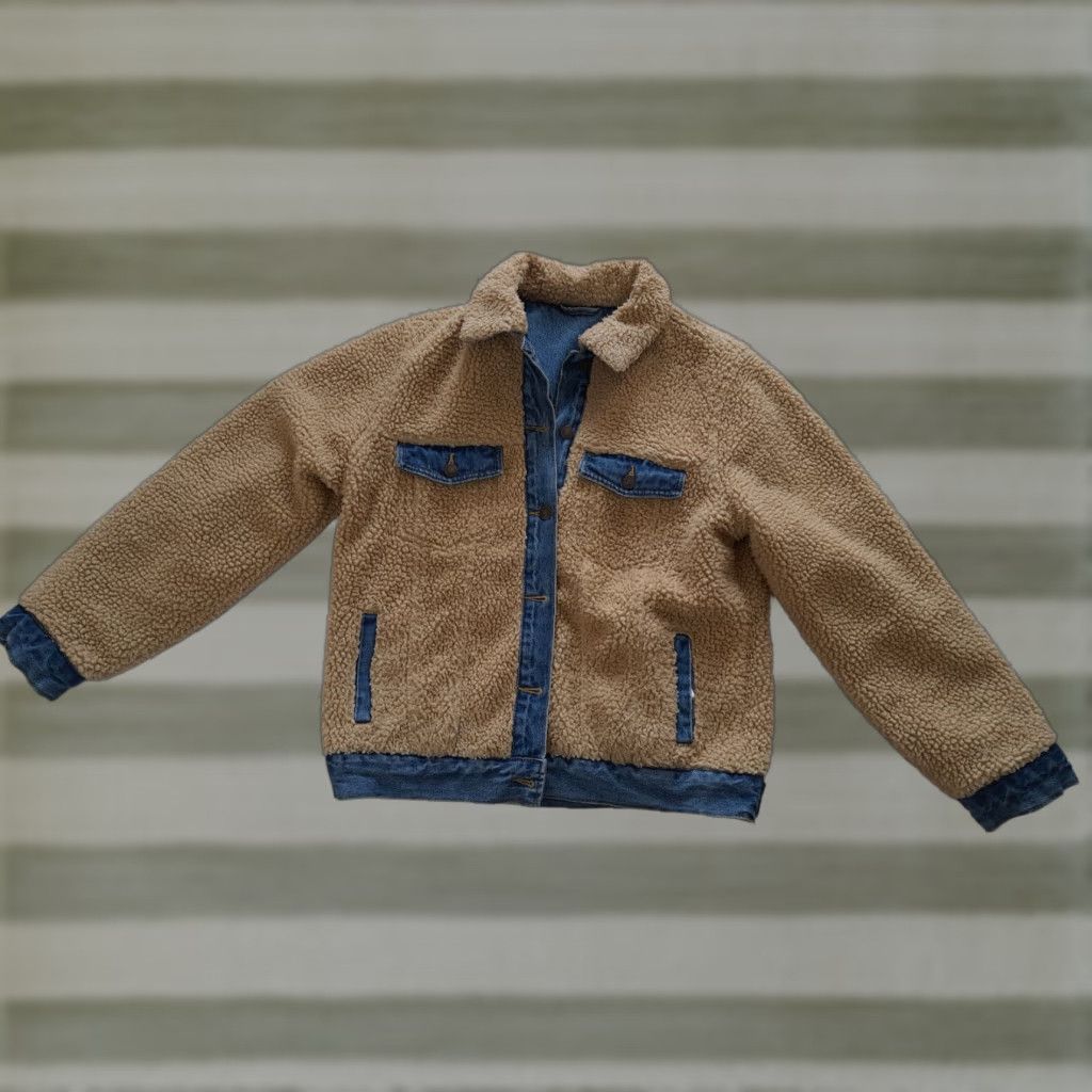 Forever 21 FOREVER 21 Woman Reversible Bomber Jacket Blue Canvas 90s Faux Fur Full Button Medium Size 32" / US 10 / IT 46 - 1 Thumbnail