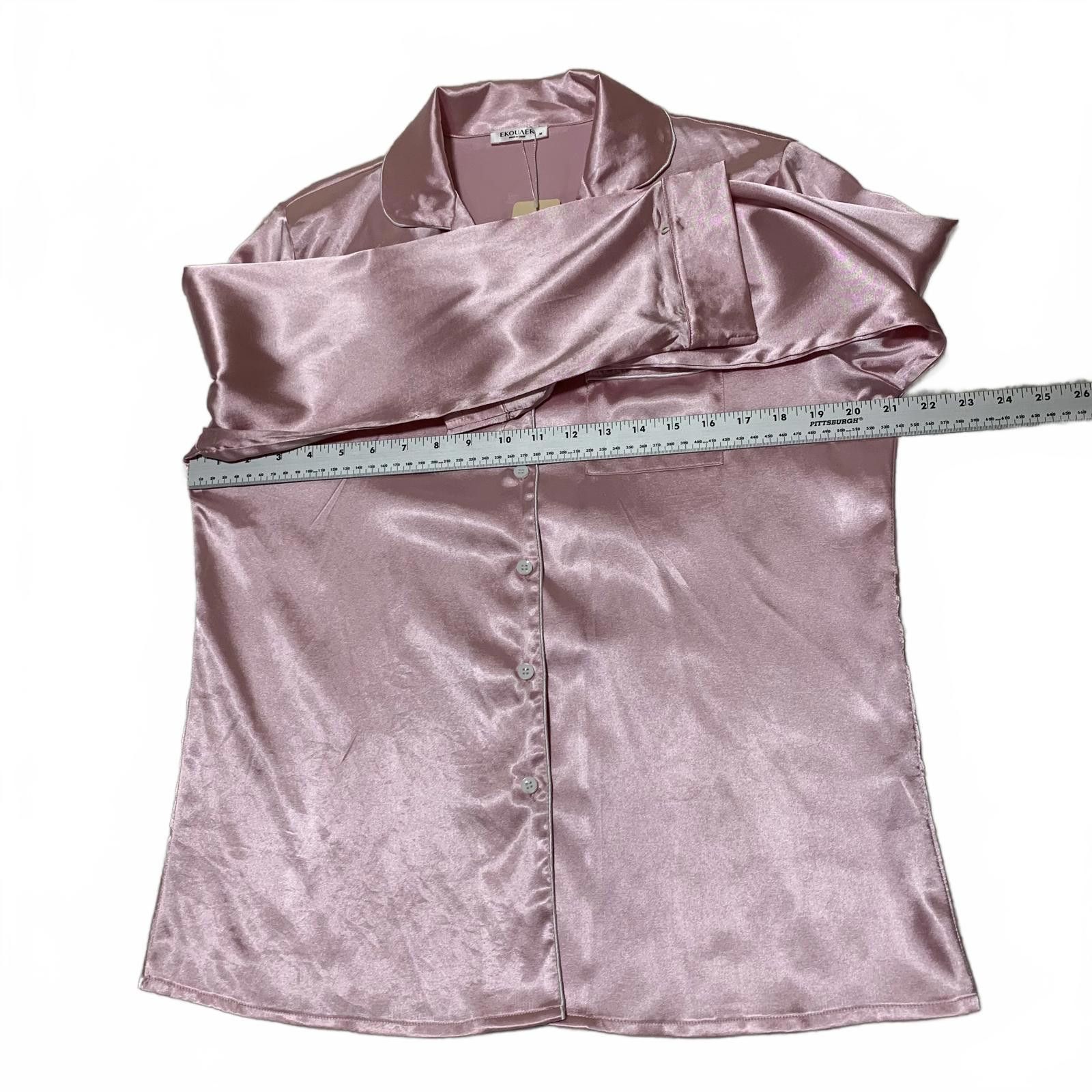 Other Ekouaer Women's Satin Pajama Top Medium Pink Size ONE SIZE - 7 Thumbnail