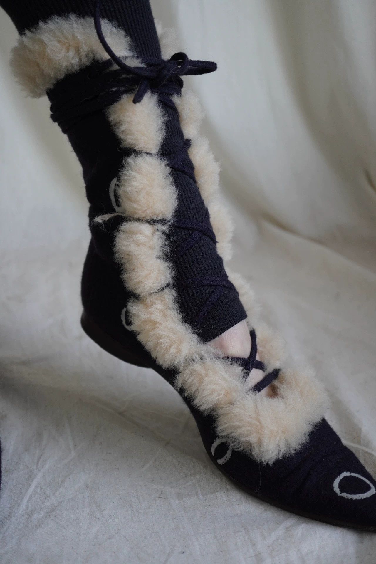 mina perhonen MinaPerhonen 2000s Hand-Painted Fur Boots 9/10 EU36.5 Size US 6 / IT 36 - 4 Thumbnail