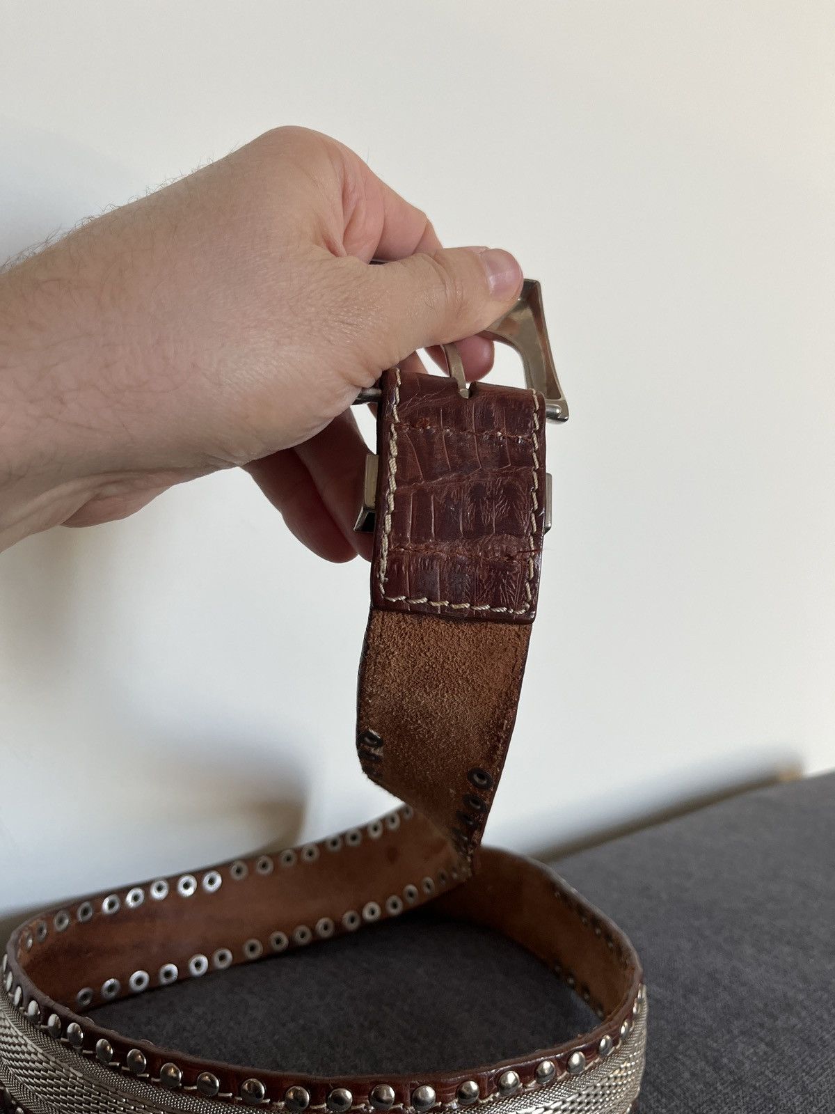 Cowboy Equipment Cheval Design Studio Super Heavy Leather Metallic Belt Size ONE SIZE - 8 Thumbnail