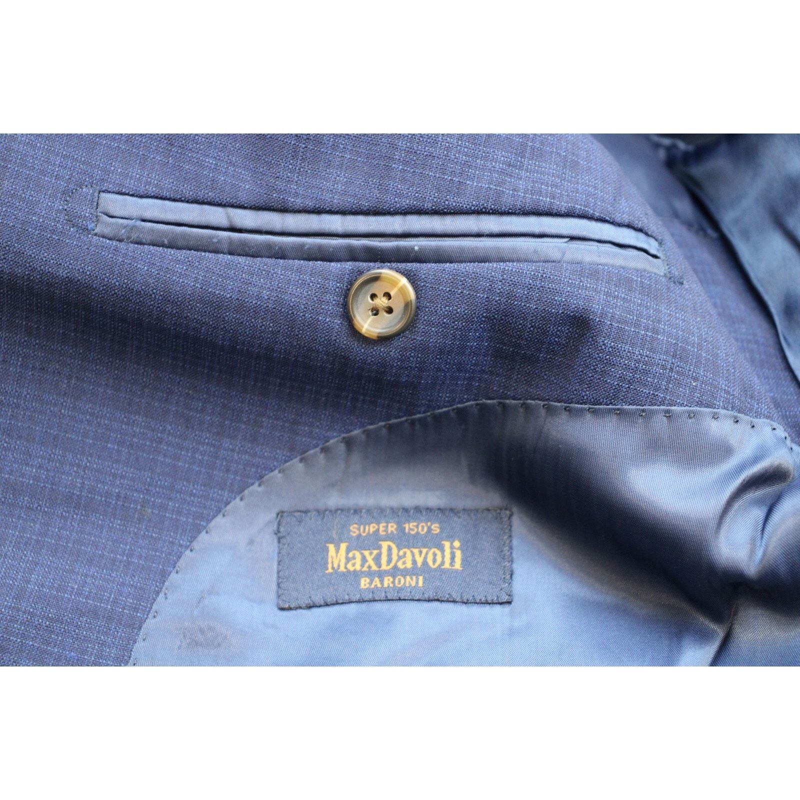 Suitsupply Max Davoli Blazer Mens 46R Blue Plaid Wool 2 Button Size 46R - 3 Thumbnail