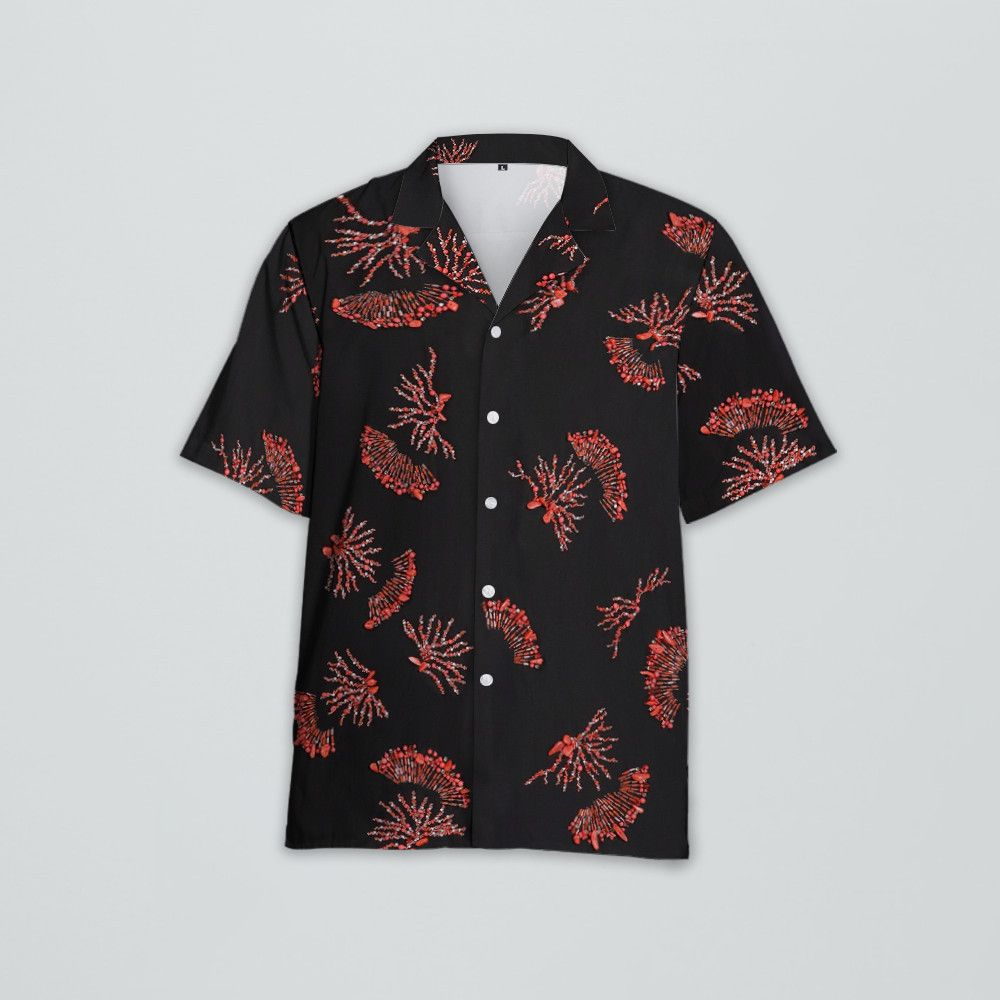 Designer Short-Sleeved Cotton Shirt with Coral Print Size US M / EU 48-50 / 2 - 1 Thumbnail