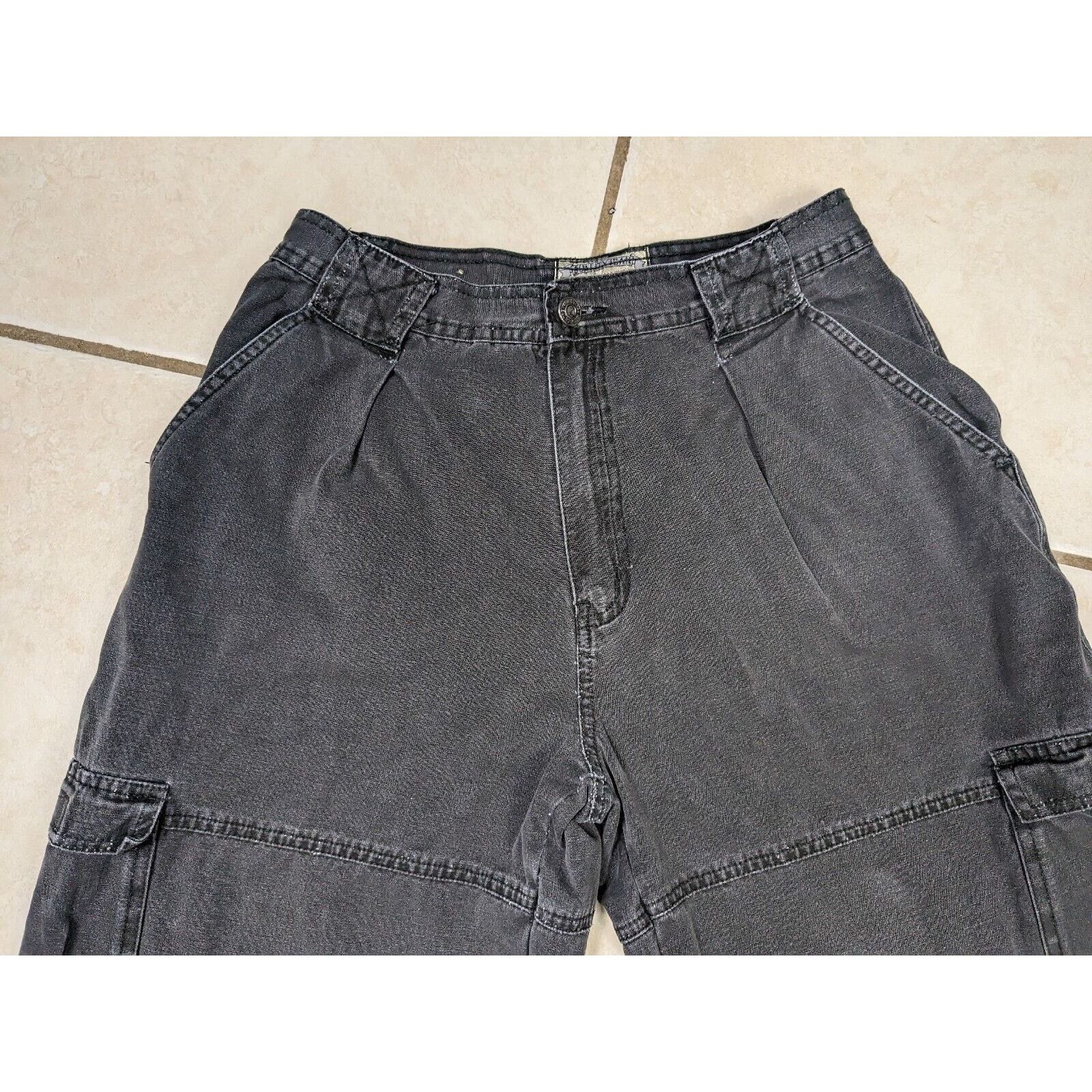 Other Vtg Men Zeppelin 30x28 Black Cargo Pocket Pants Tapered Leg Size US 30 / EU 46 - 2 Thumbnail
