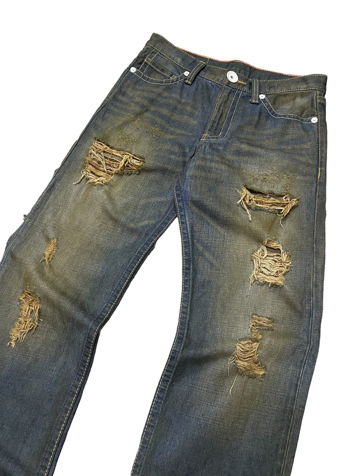 Hysteric Glamour × In The Attic Co&Lu Japan Mud Wash Distressed Jeans Size US 30 / EU 46 - 6 Thumbnail