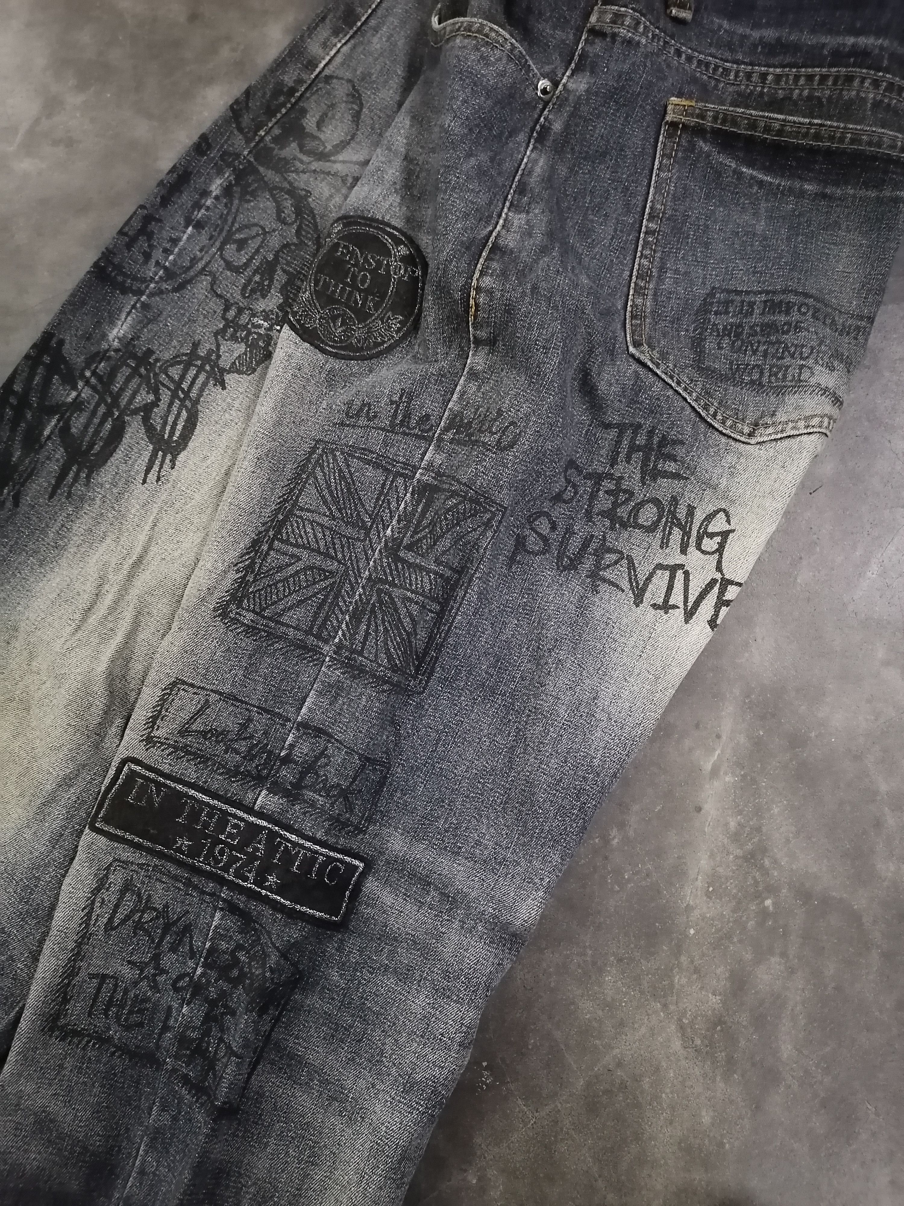 If Six Was Nine × Le Grande Bleu (L.G.B.) × Seditionaries Flare In The Attic Gothic Distressed Denim Pants Size US 31 - 5 Thumbnail