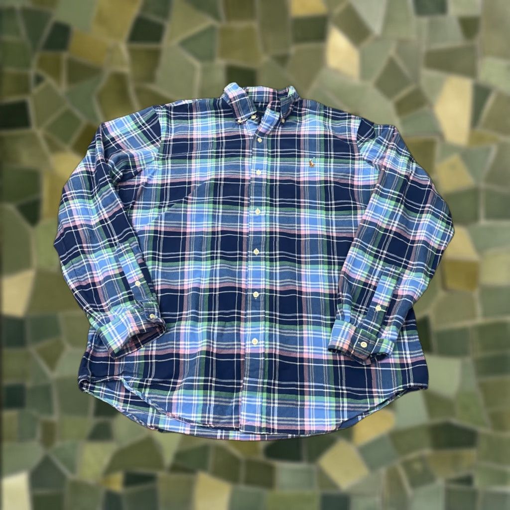 Ralph Lauren Ralph Lauren Classic Fit Button-Up Shirt XL Blue Plaid Long Sleeve Mens Size US XL / EU 56 / 4 - 1 Thumbnail