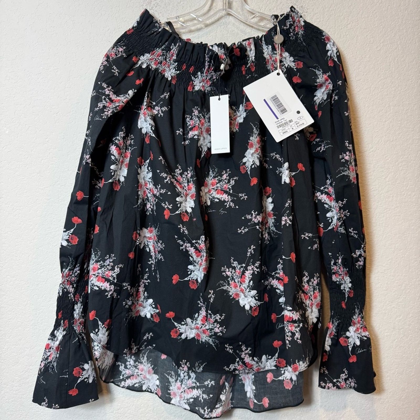 Adam Lippes Adam Lippes Off The Shoulder Poplin Black/Poppy sz M New USA Size M / US 6-8 / IT 42-44 - 2 Thumbnail