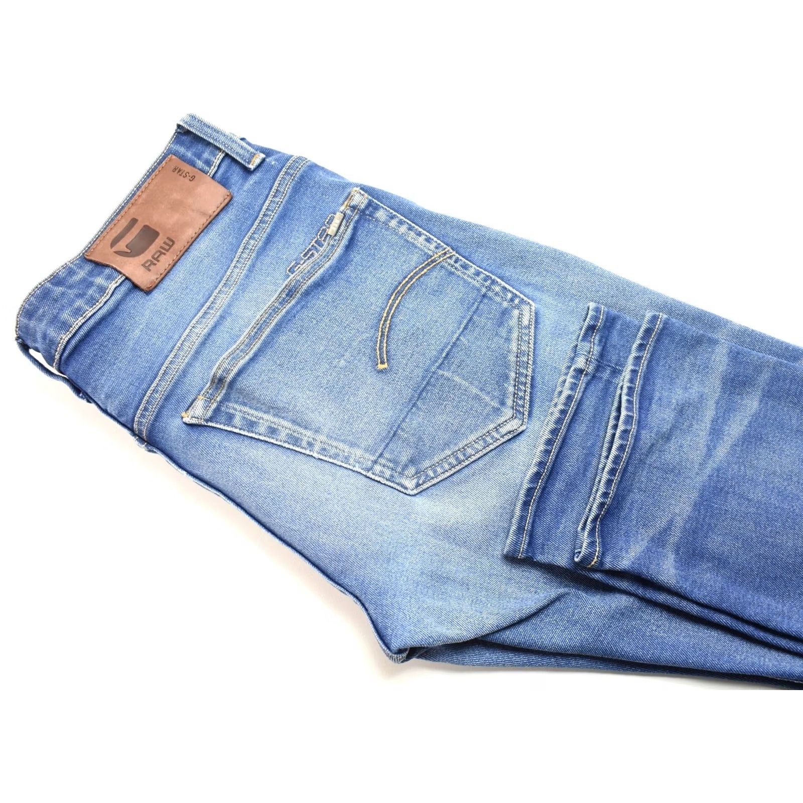 G-Star G-STAR 3301 Slim Jeans Men W30/L32 Button Faded Whiskers Logo Blue Size US 30 / EU 46 - 4 Thumbnail